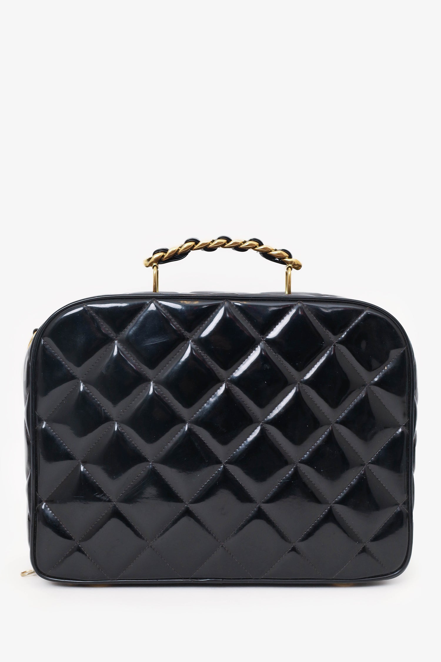 Chanel™ 1994-96 Black Patent Leather Large Vanity Case