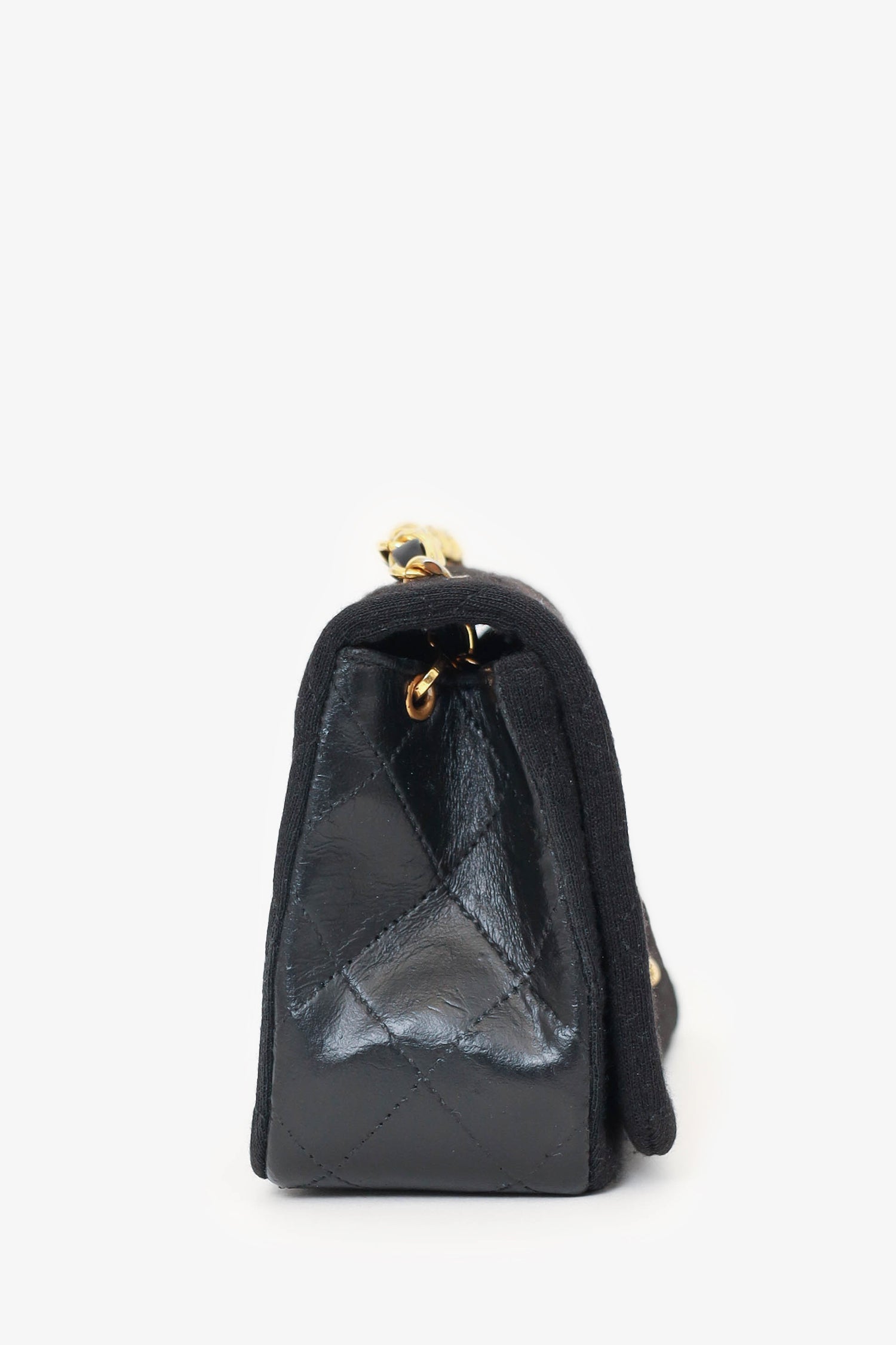 Chanel™ 1989-91 Black Jersey/Lambskin Mini Full Flap Bag