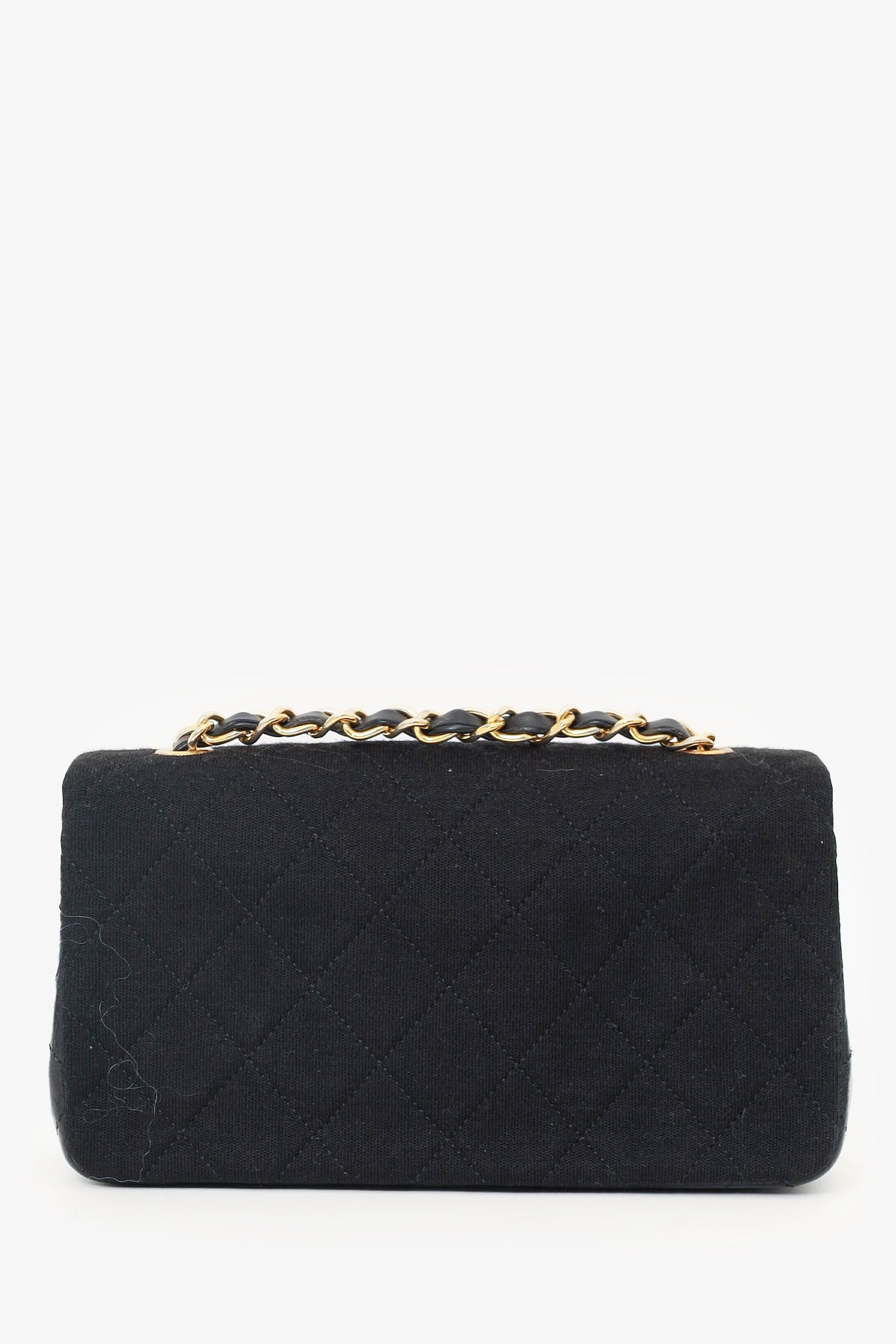 Chanel™ 1989-91 Black Jersey/Lambskin Mini Full Flap Bag
