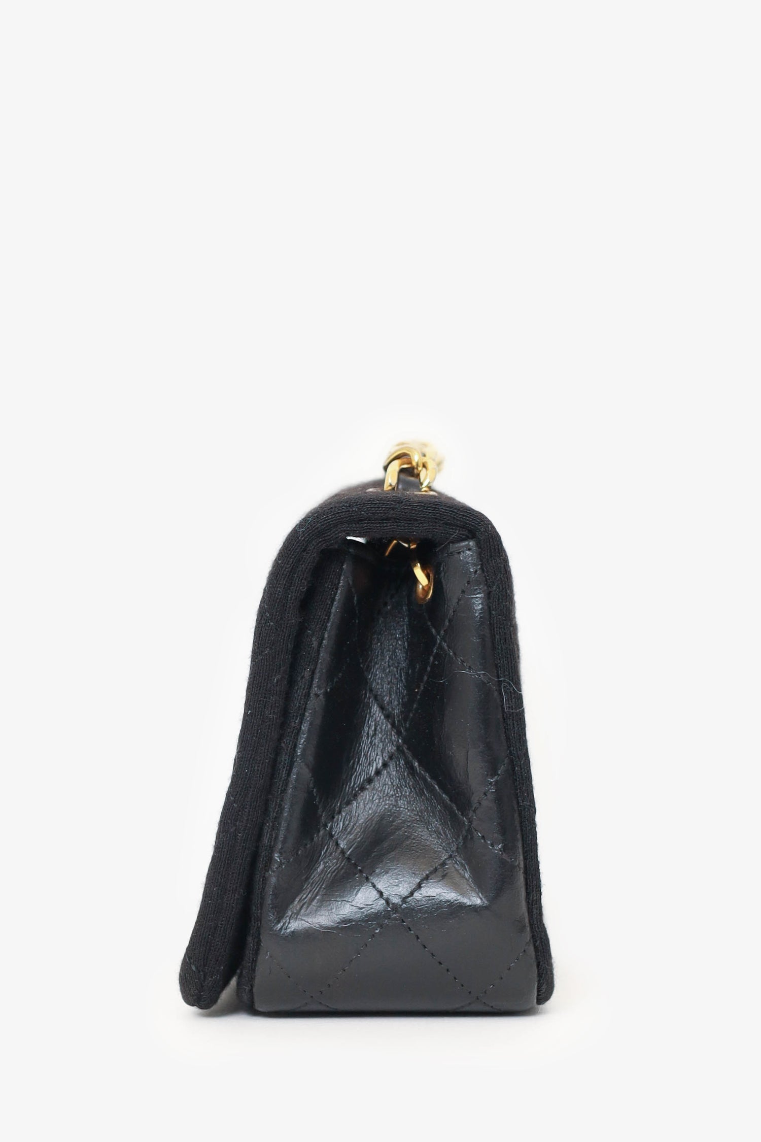 Chanel™ 1989-91 Black Jersey/Lambskin Mini Full Flap Bag