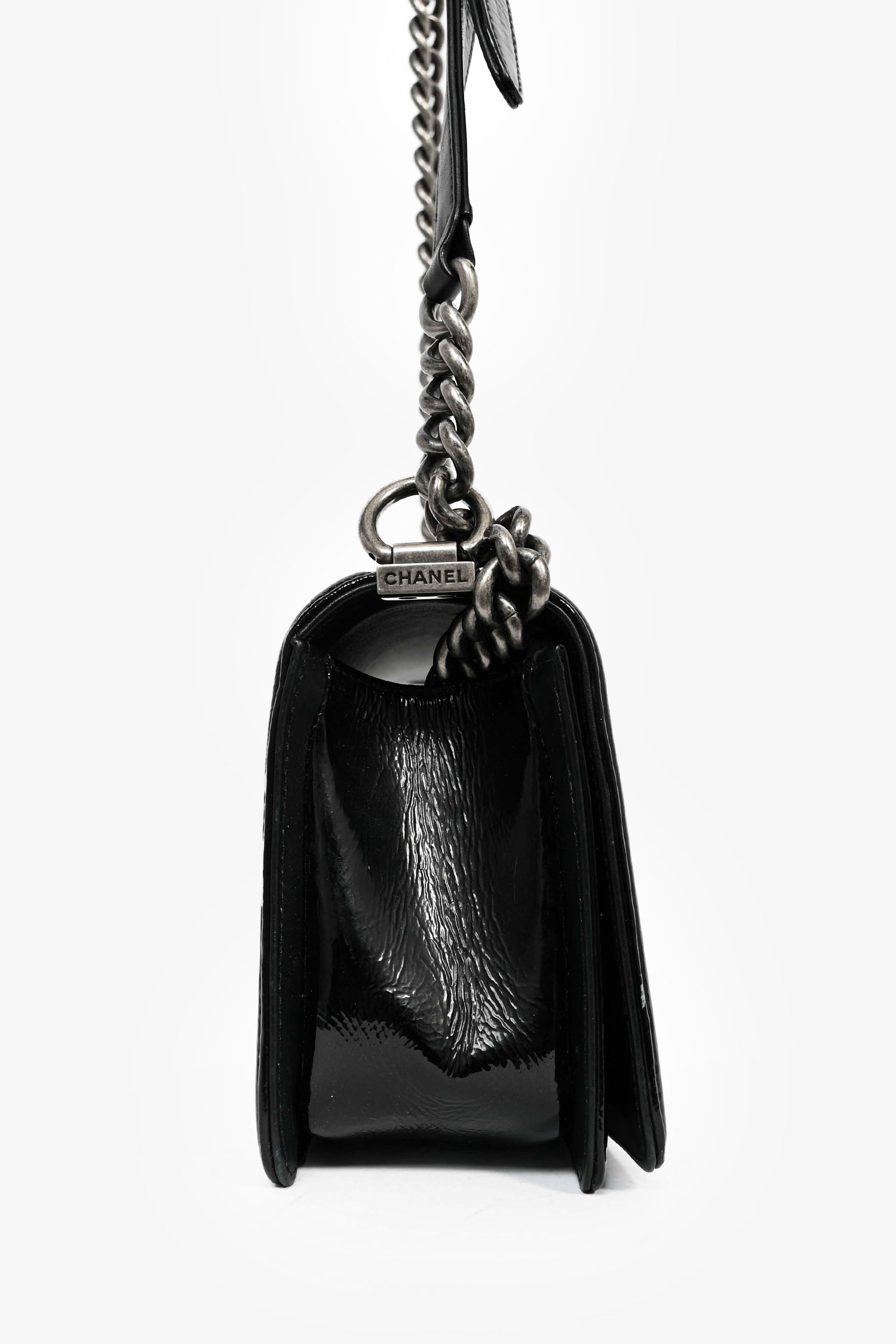 Chanel™ 2014-15 Black/Grey Python Medium Boy Bag
