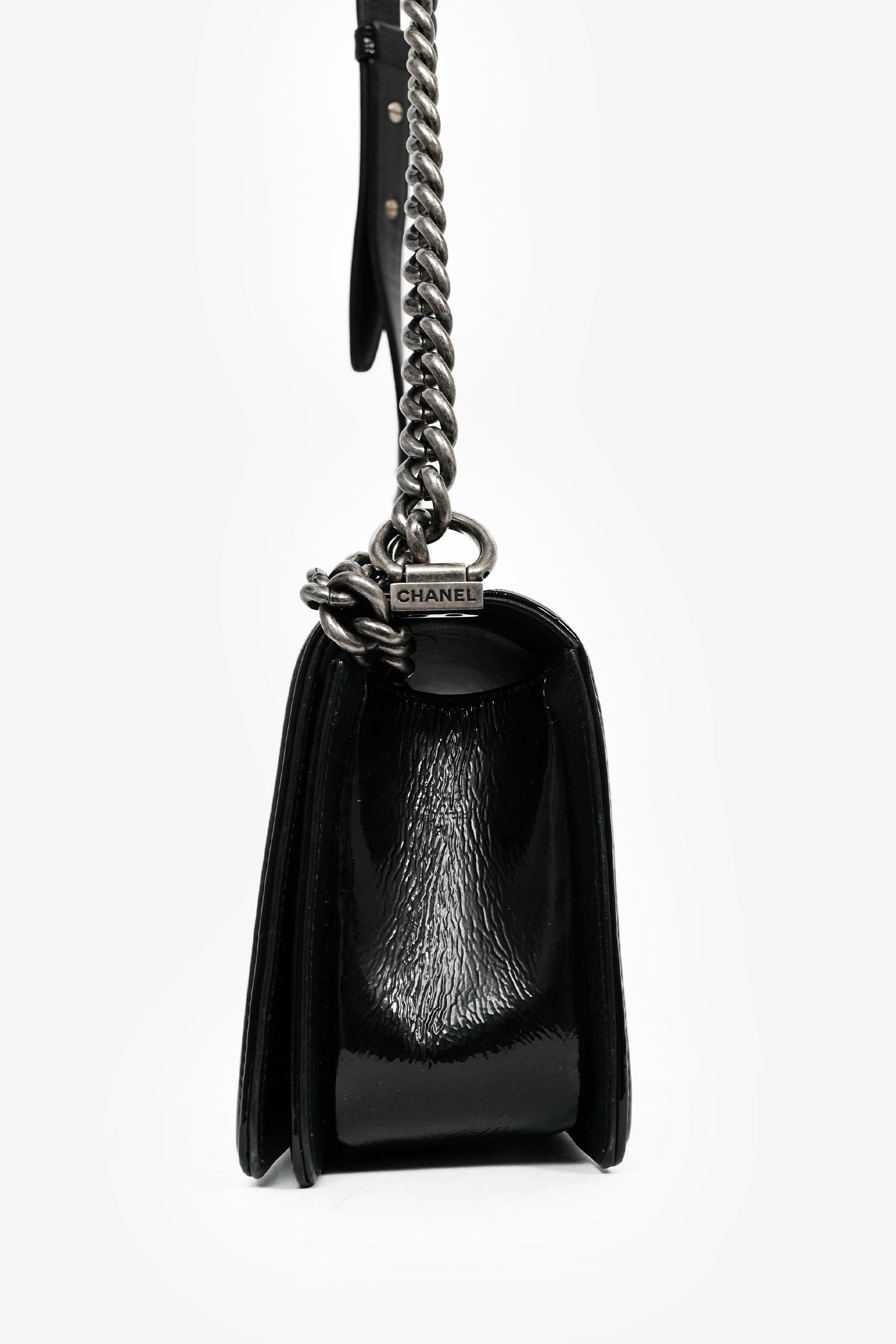 Chanel™ 2014-15 Black/Grey Python Medium Boy Bag