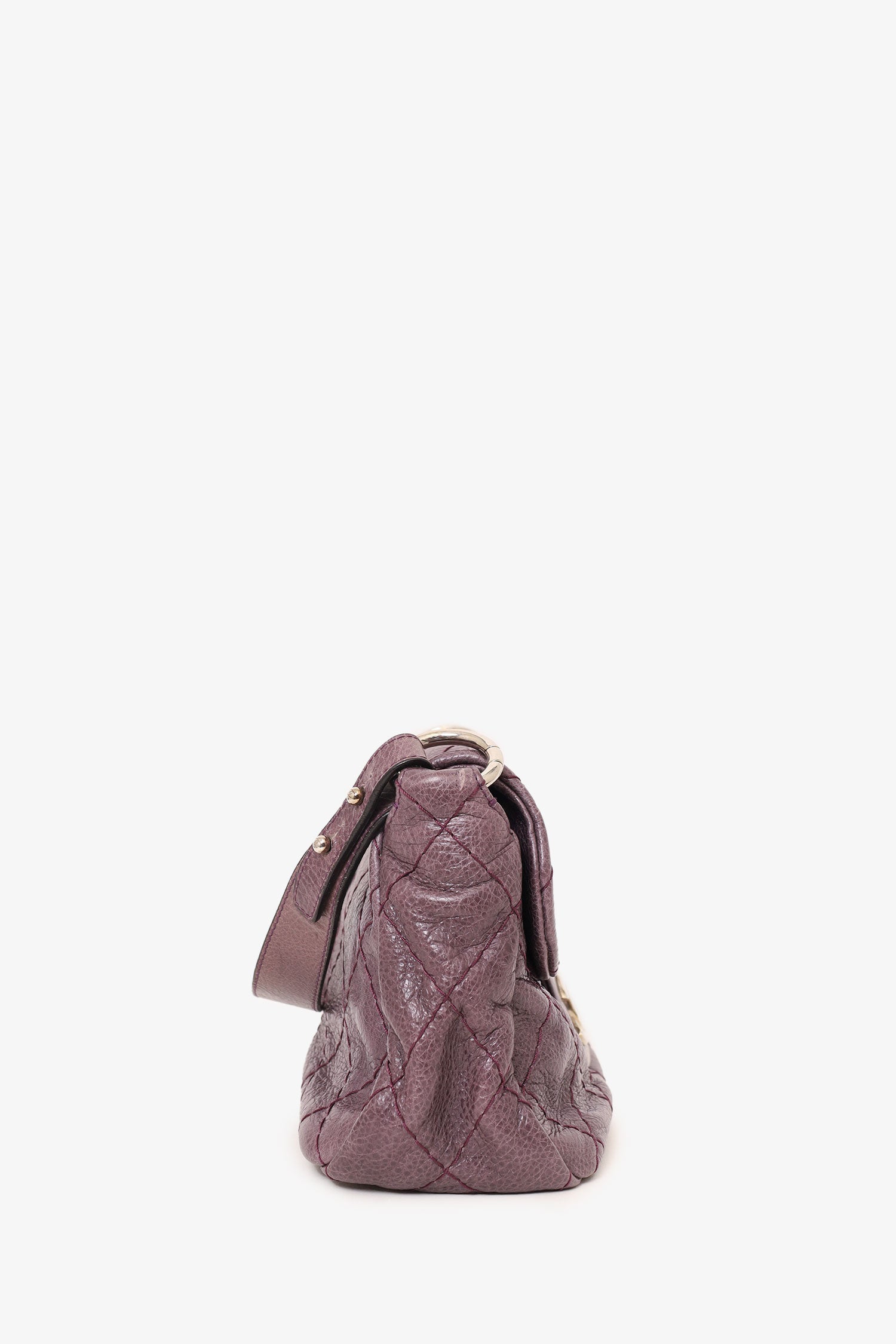 Chanel™ 2009-10 Purple Glazed Calfskin Stitched On The Road Flap Bag
