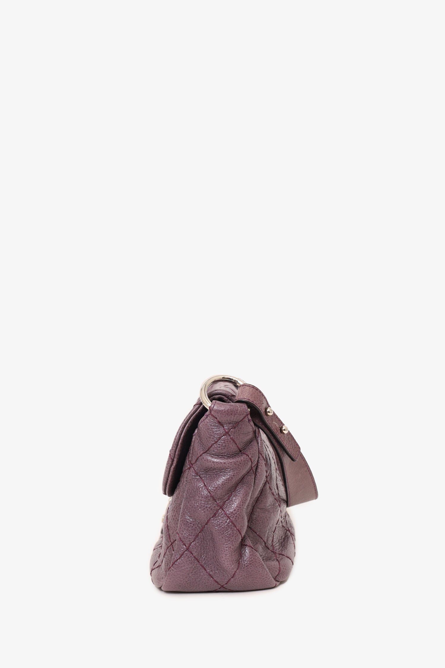 Chanel™ 2009-10 Purple Glazed Calfskin Stitched On The Road Flap Bag