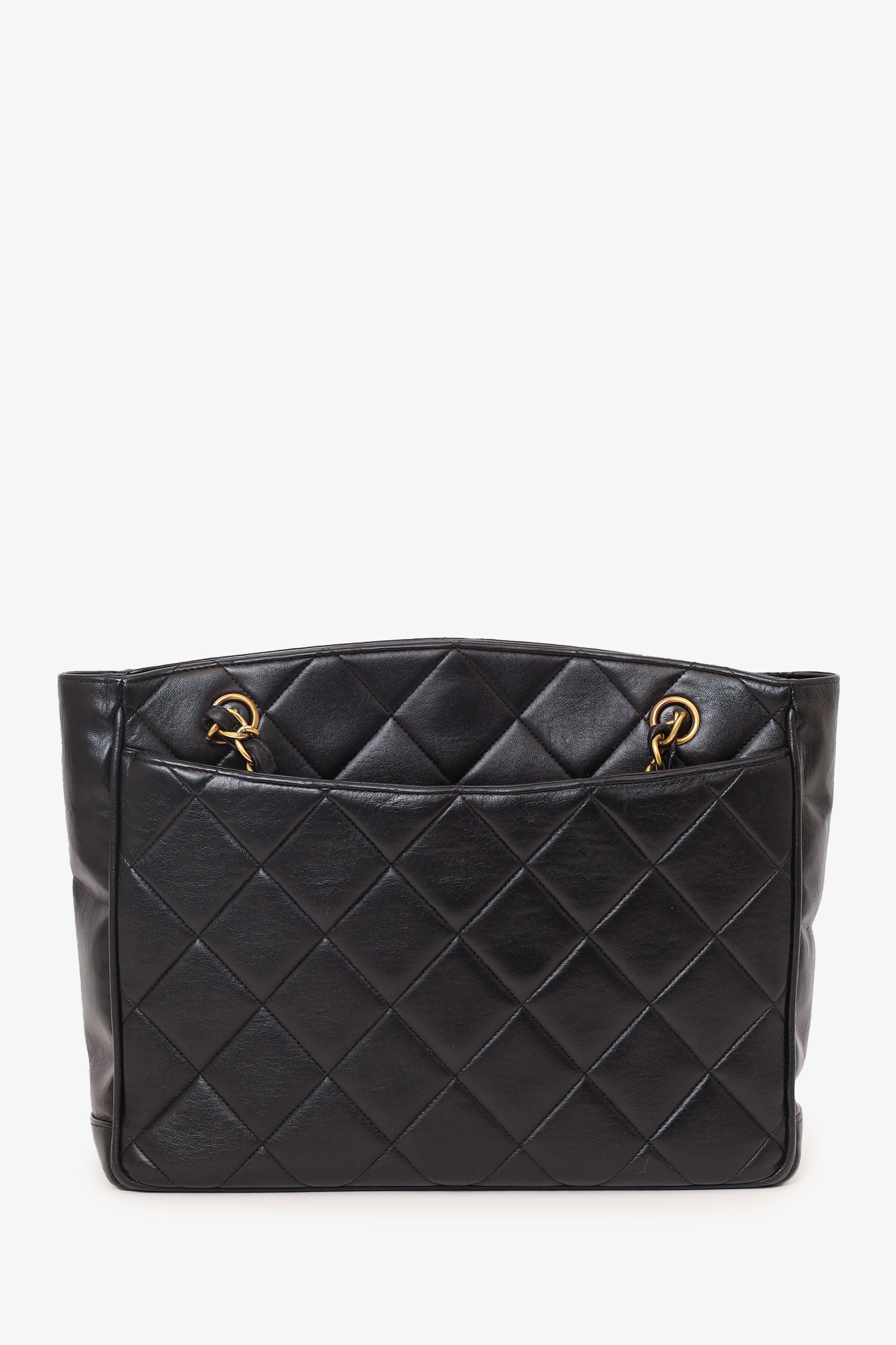Chanel™ Vintage Black Quilted Lambskin CC Tote Bag