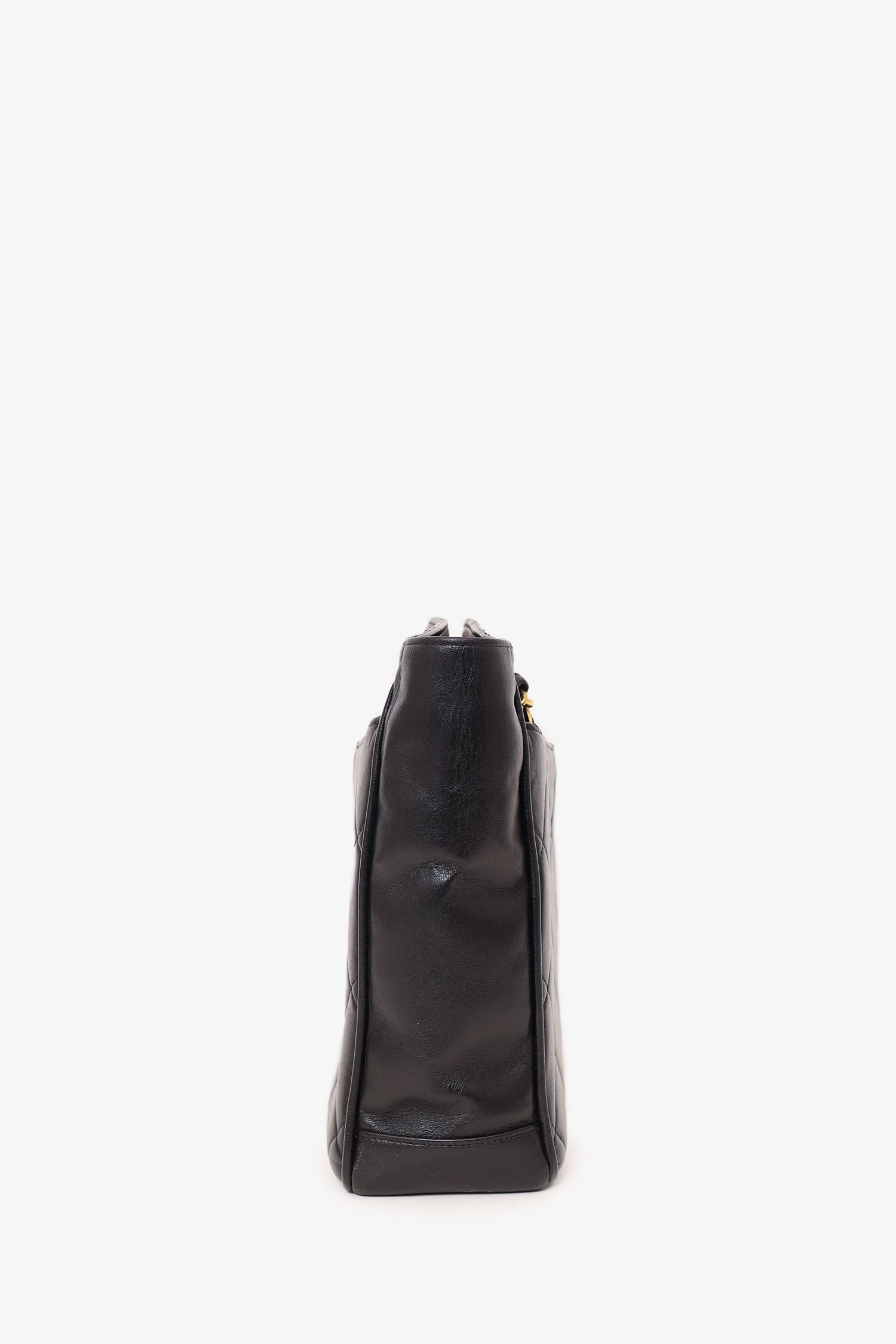 Chanel™ Vintage Black Quilted Lambskin CC Tote Bag