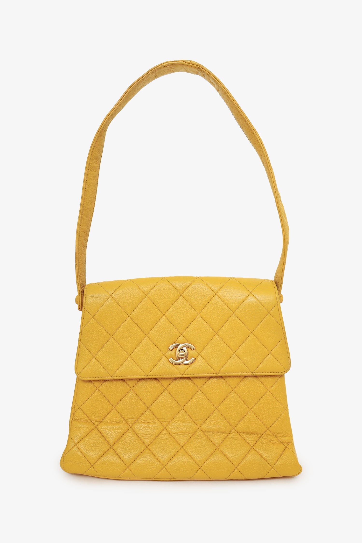 Chanel™ Yellow Caviar Leather CC Shoulder Bag