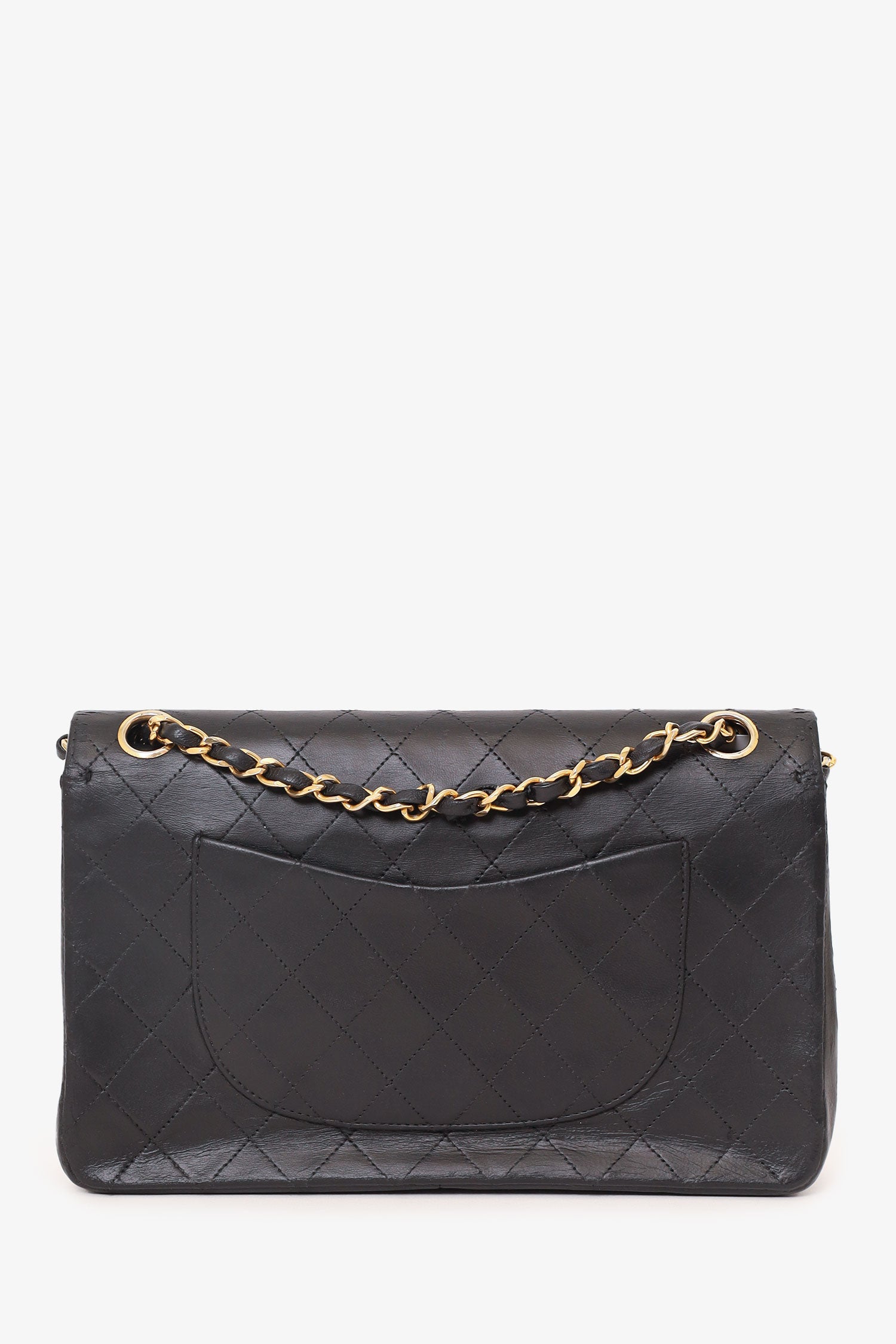Chanel™ 1986-88 Black Quilted Lambskin Medium Double Flap Bag 'Refurbished'