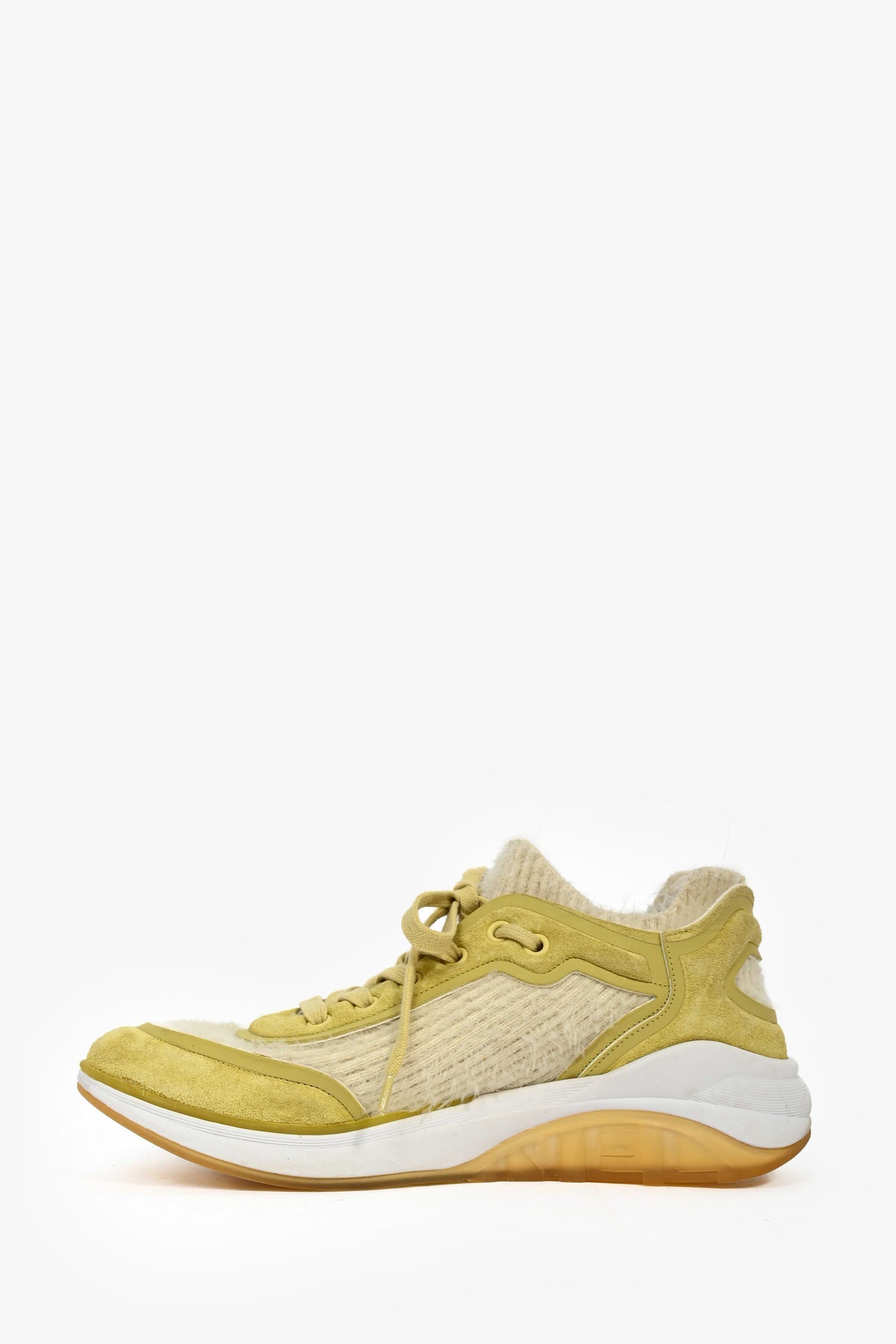 Chanel™ Pistachio Green Suede CC Sneakers Size 38.5