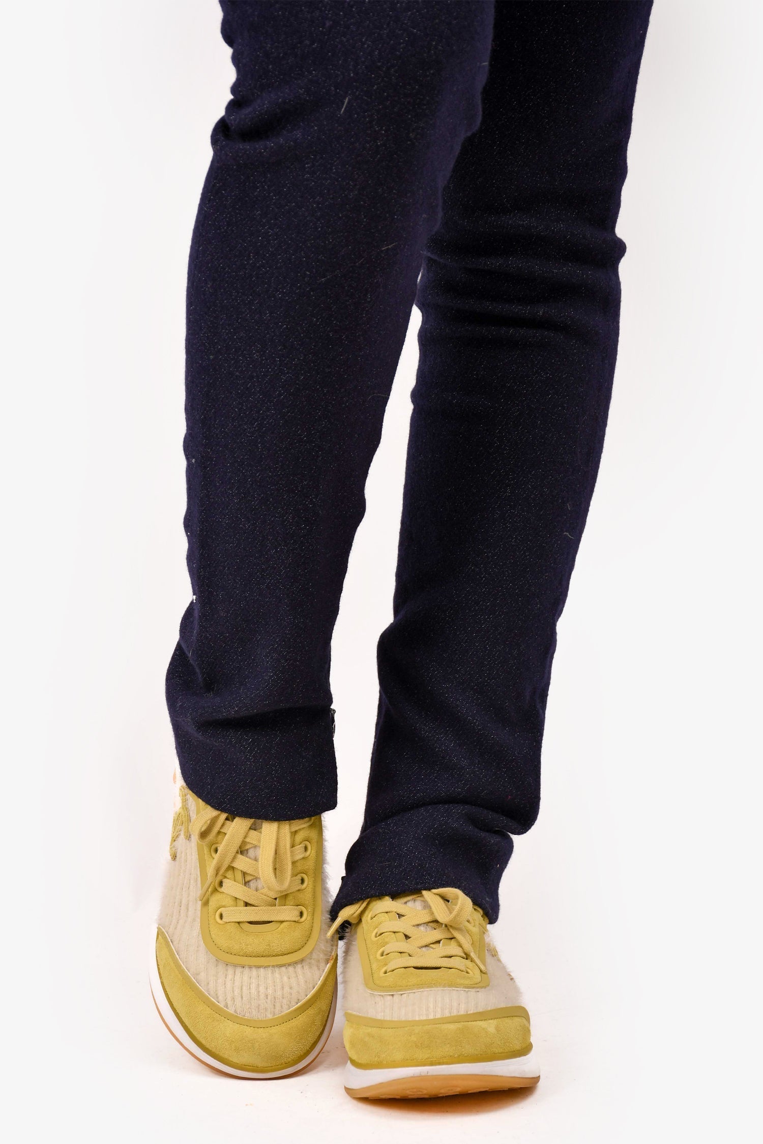 Chanel™ Pistachio Green Suede CC Sneakers Size 38.5