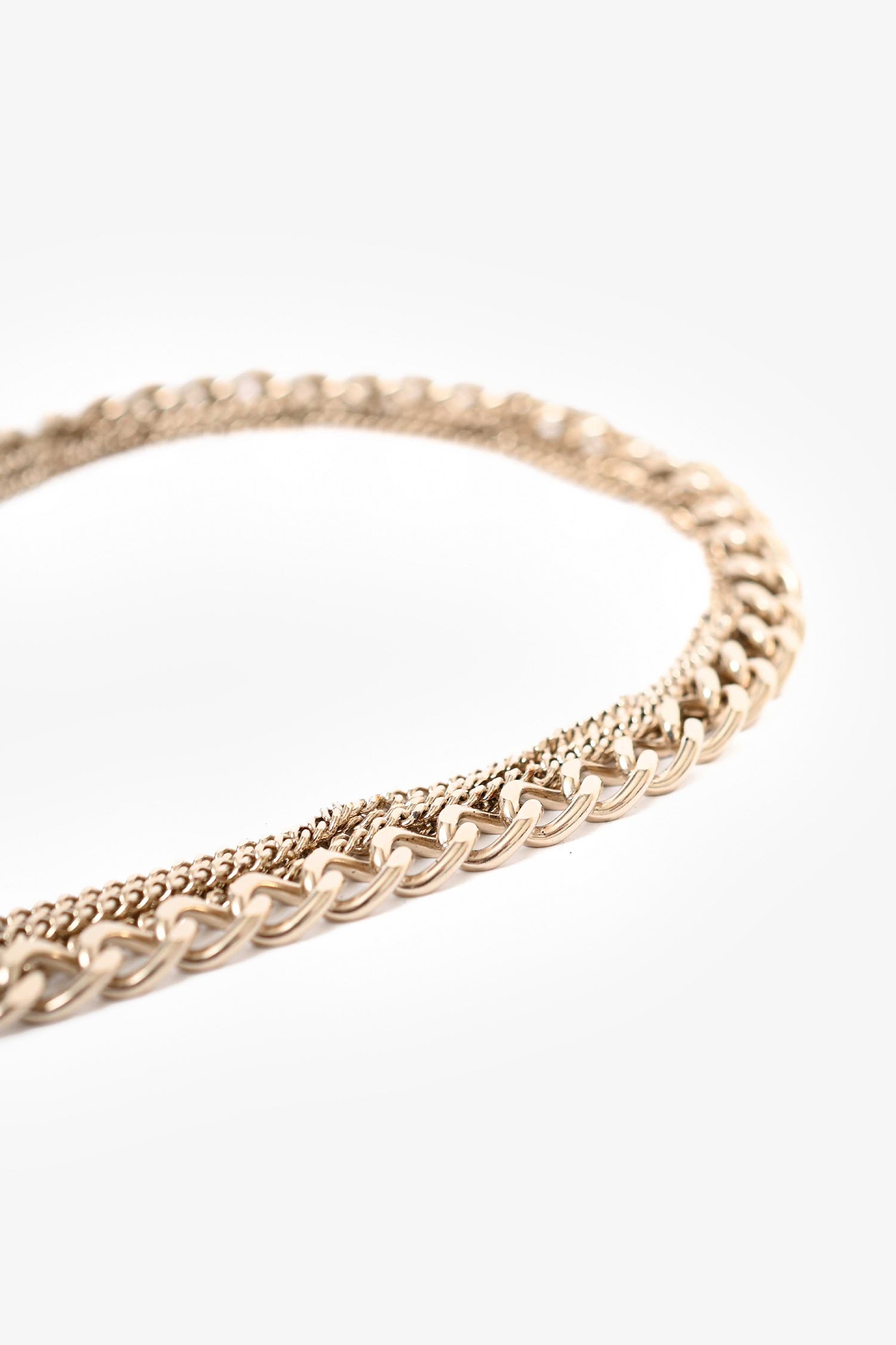 Chanel™ 2018 Gold Toned Multi-strand Chain Crystal Embellished CC Pendant Necklace