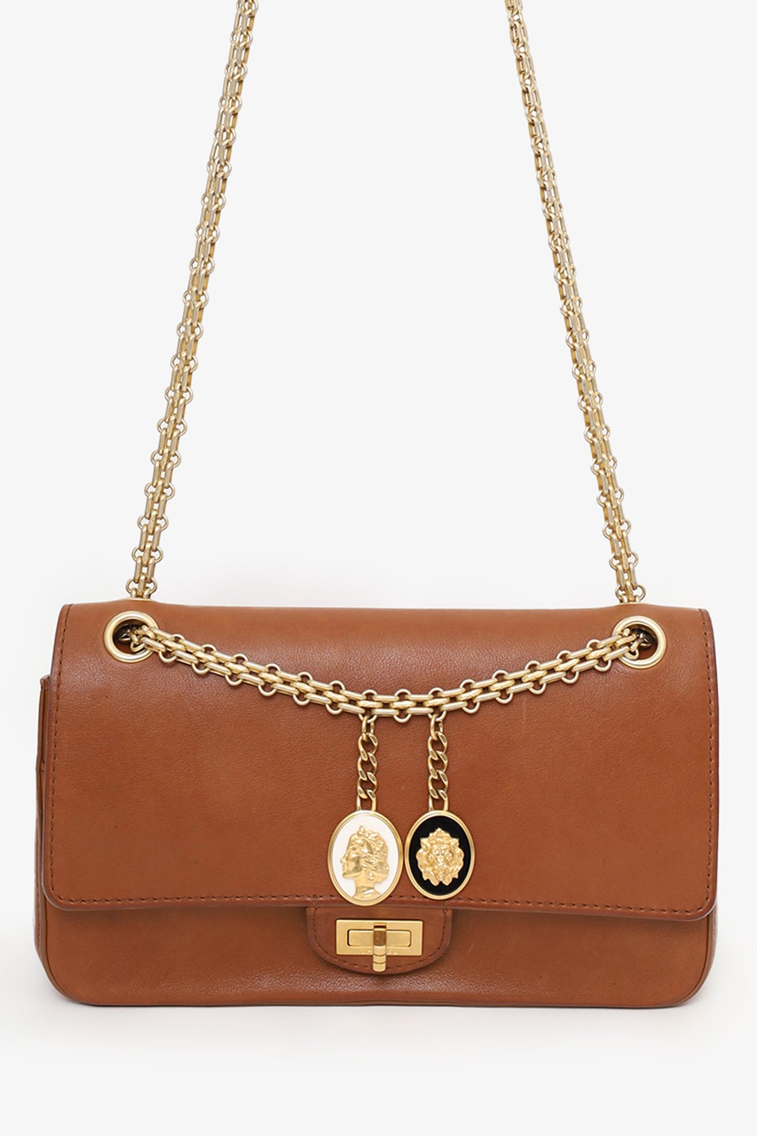 Chanel™ 2017 Brown Leather Medallion Charm Reissue 2.55 Shoulder Bag