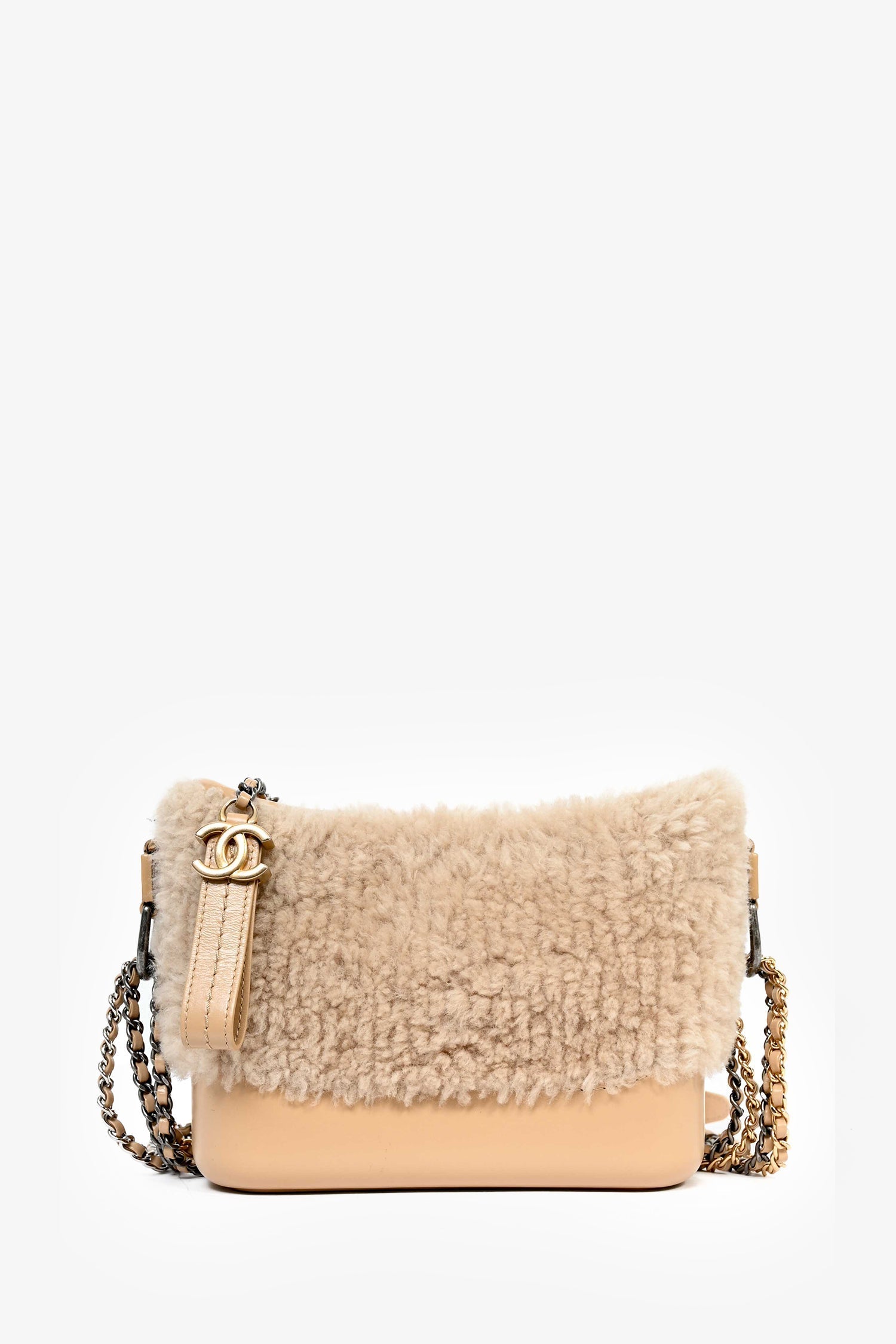 Chanel™ 2017-18 Beige Shearling/Leather Small Gabrielle Crossbody