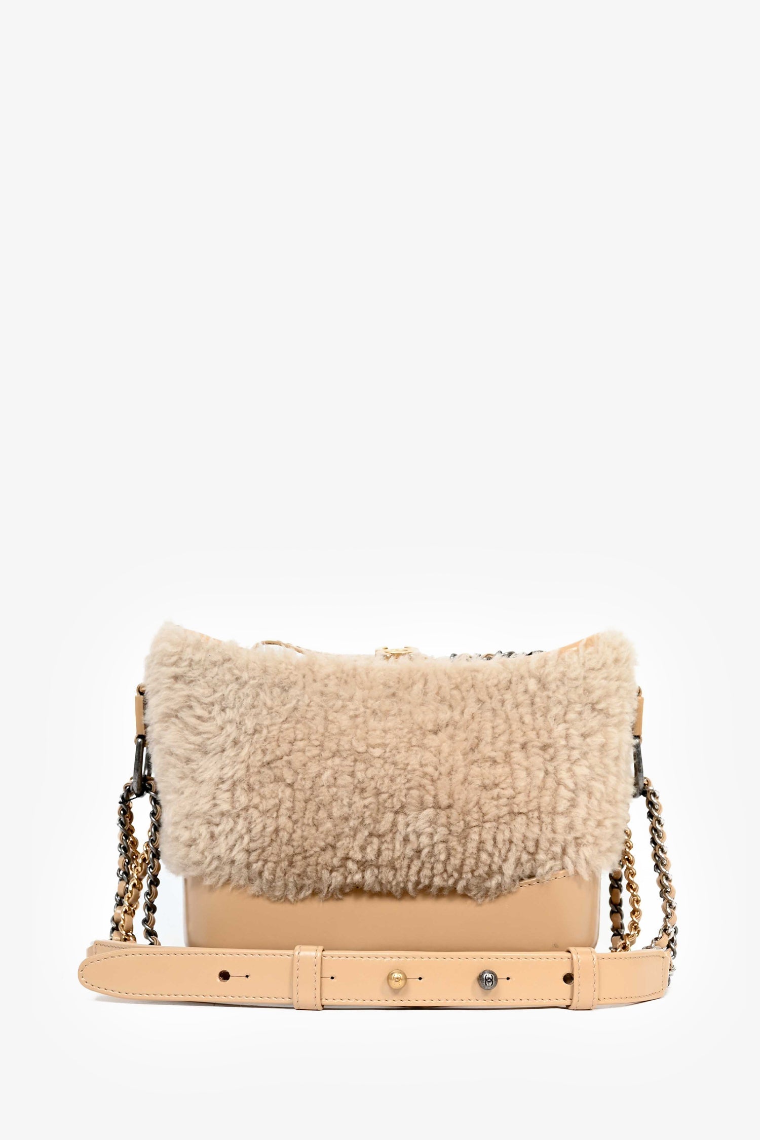 Chanel™ 2017-18 Beige Shearling/Leather Small Gabrielle Crossbody