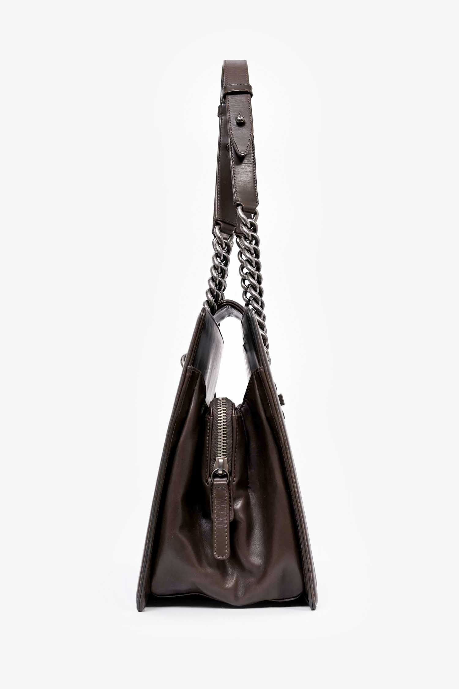 Chanel™ 2011 Grey Leather Reverso Boy Bag (As Is)