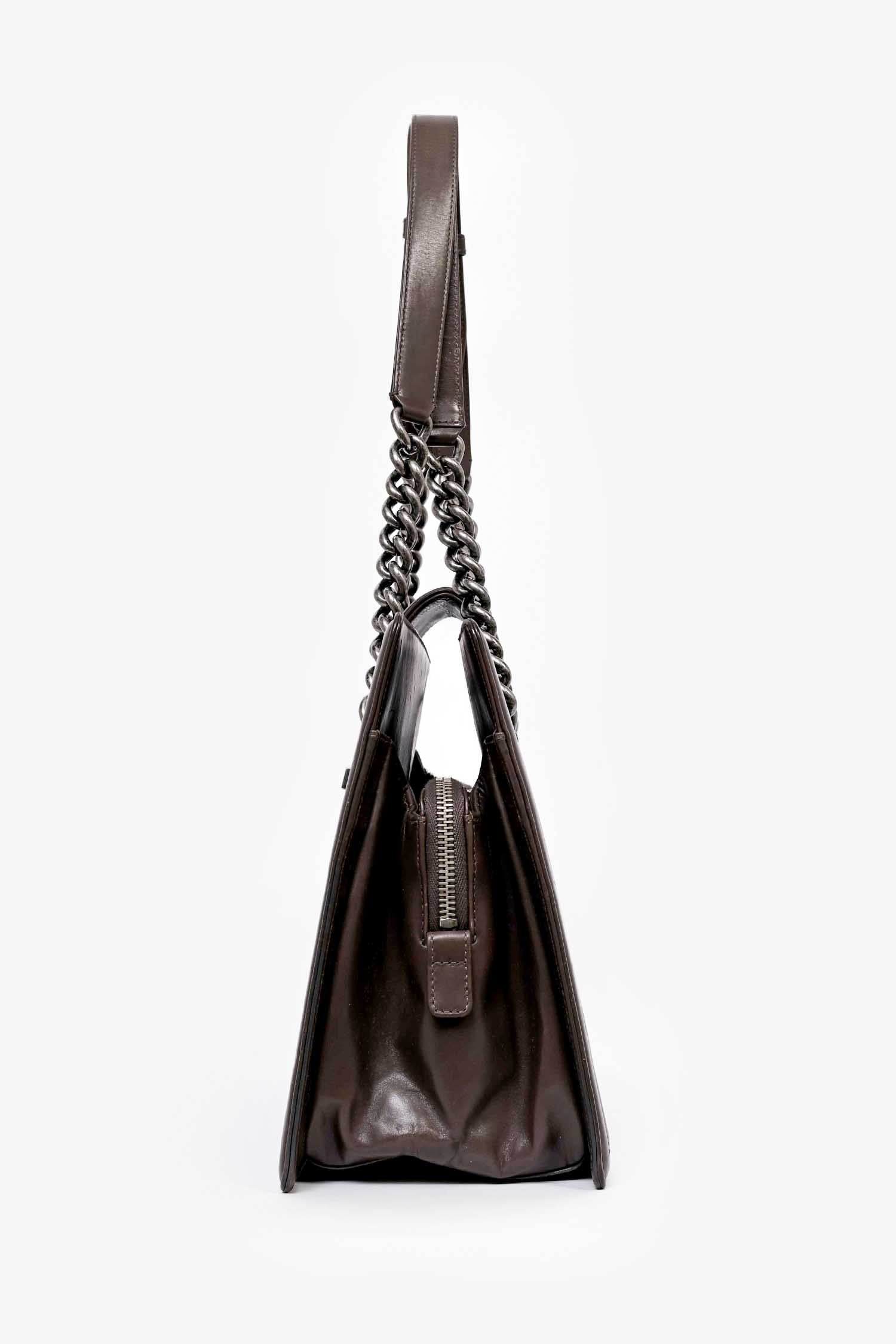 Chanel™ 2011 Grey Leather Reverso Boy Bag (As Is)