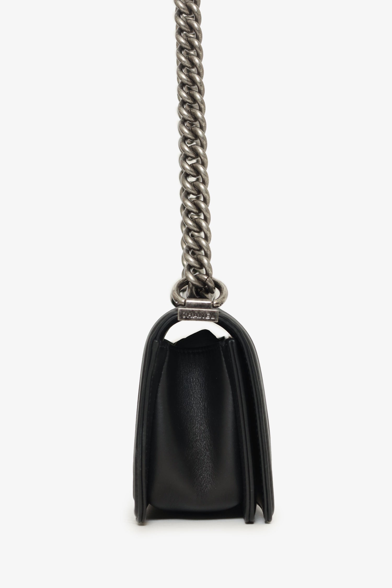Chanel™ 2017 Black/Navy Velvet/Calfskin Small Boy Bag