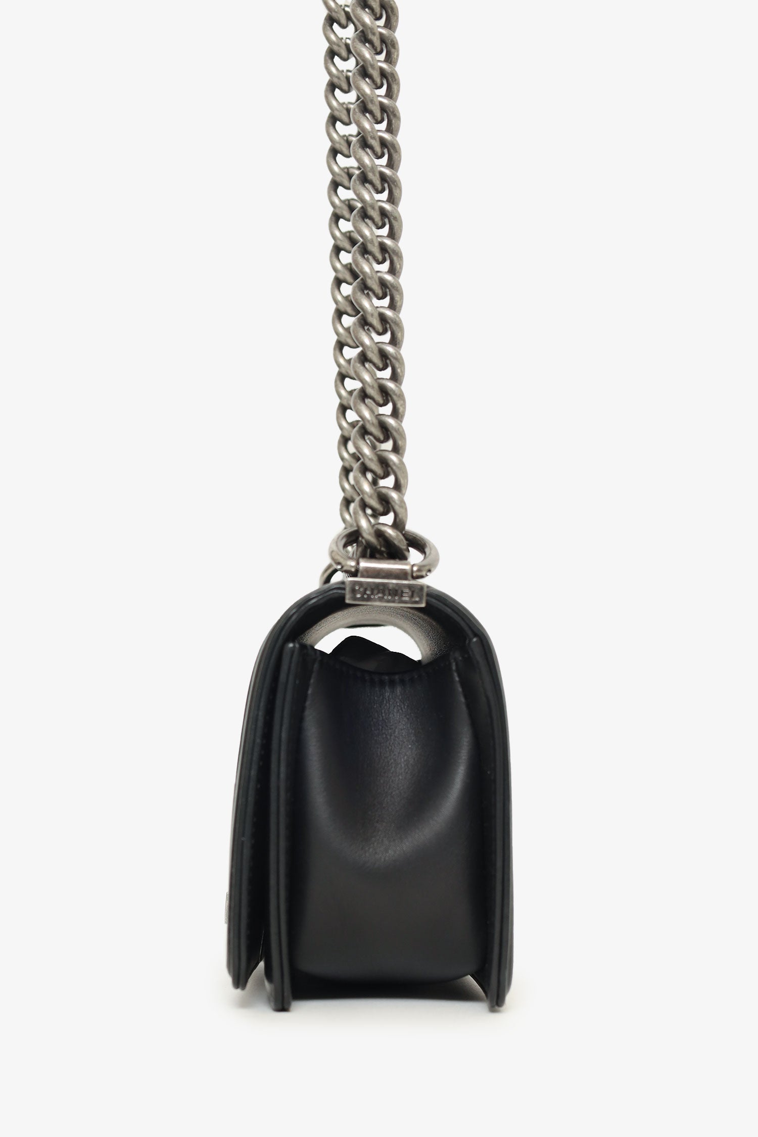 Chanel™ 2017 Black/Navy Velvet/Calfskin Small Boy Bag