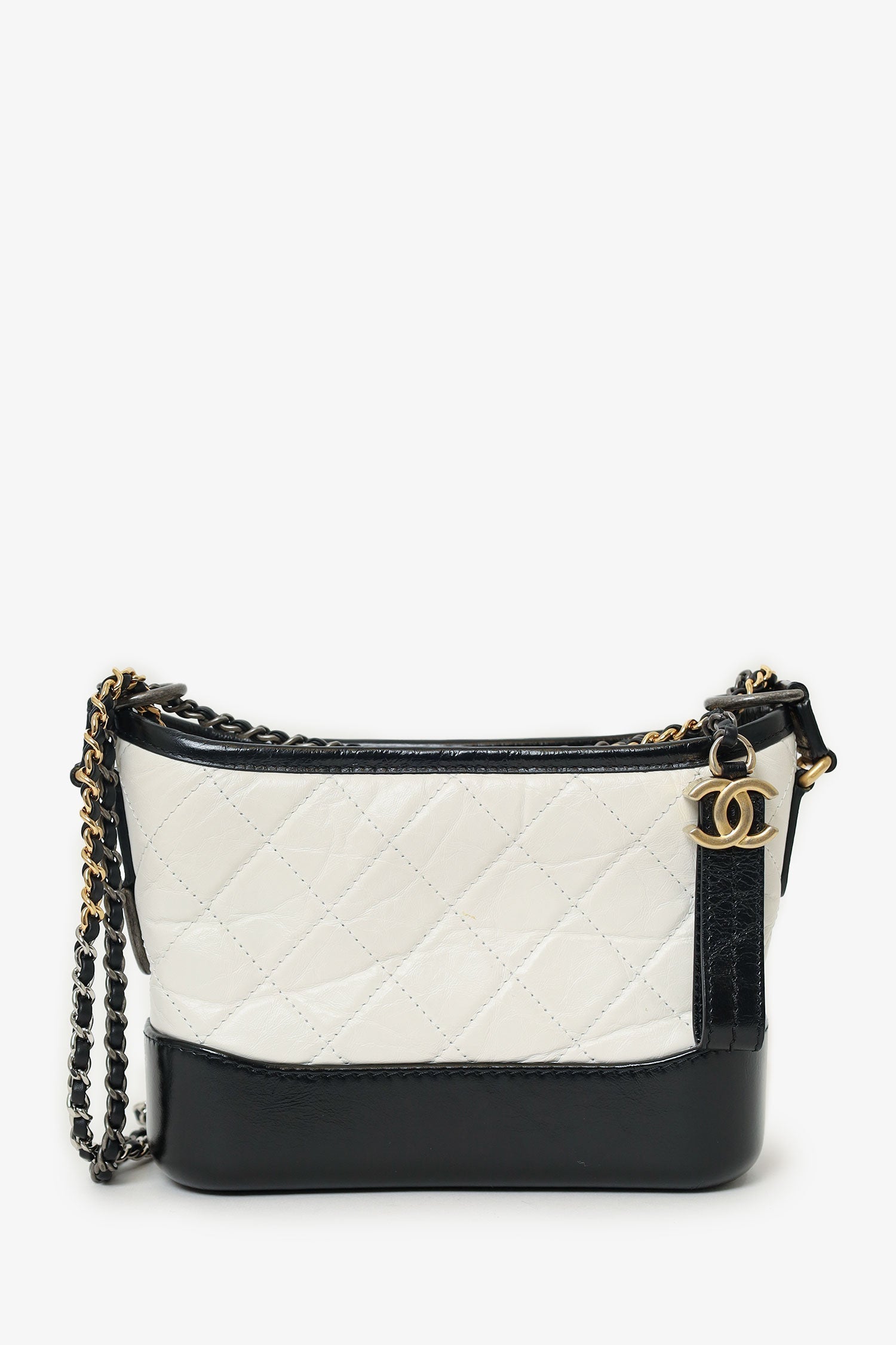 Chanel™ 2018 Black/White Lambskin Leather Small Gabrielle Bag