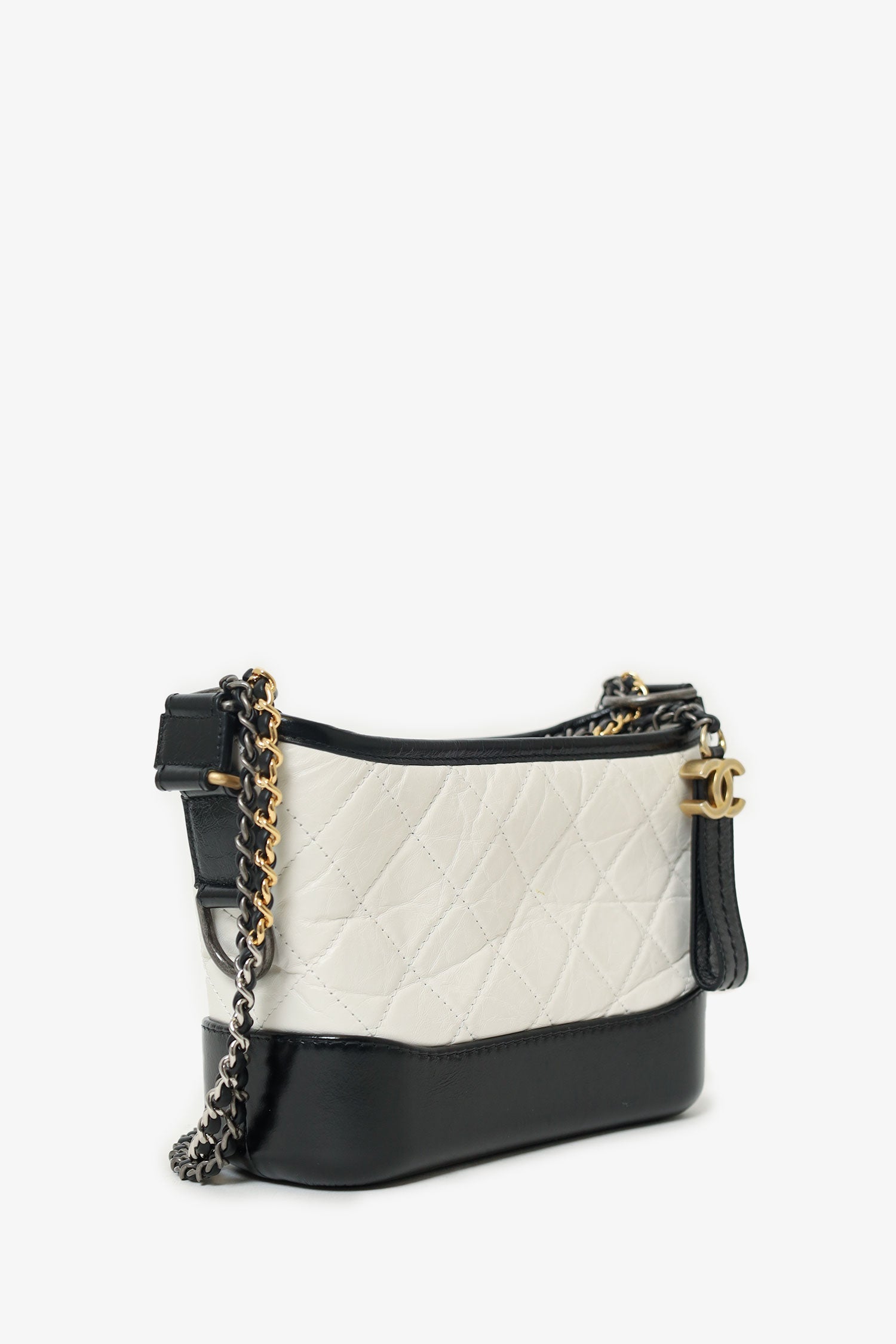 Chanel™ 2018 Black/White Lambskin Leather Small Gabrielle Bag
