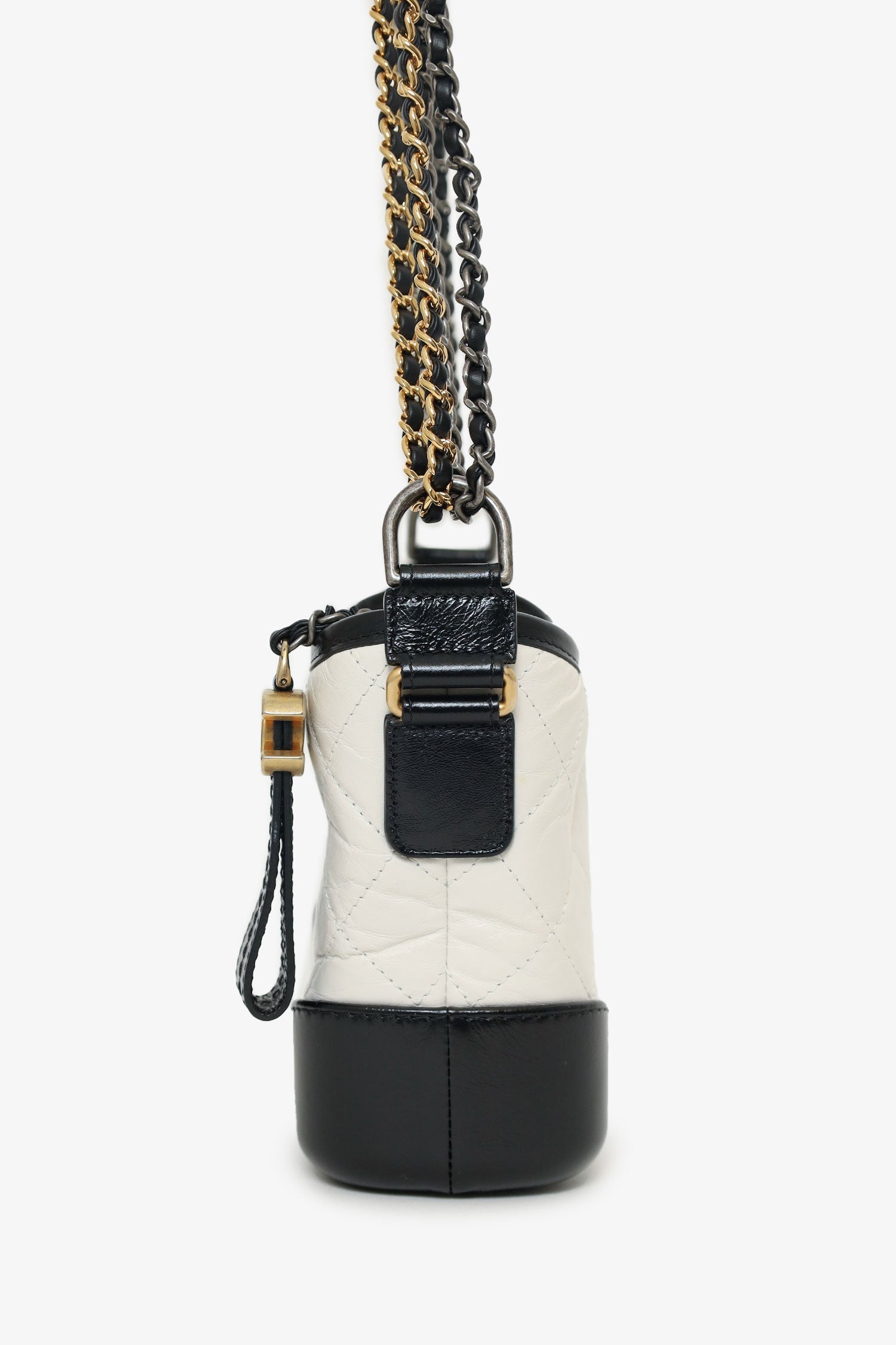 Chanel™ 2018 Black/White Lambskin Leather Small Gabrielle Bag