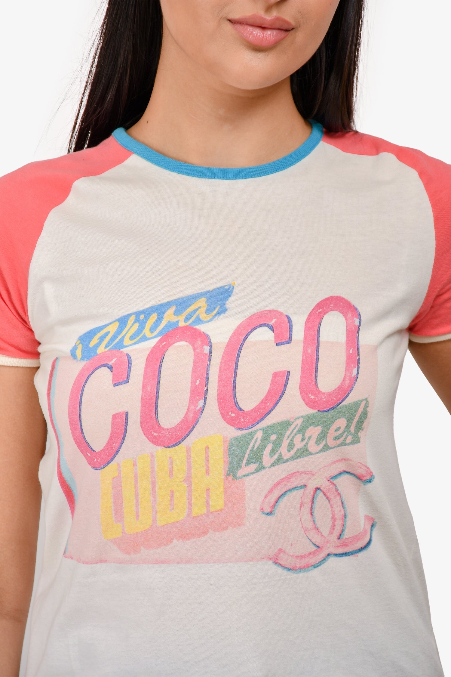 Chanel™ 2017 White/Pink Viva Coco Cuba Libre Printed T-Shirt Size XS (As Is)