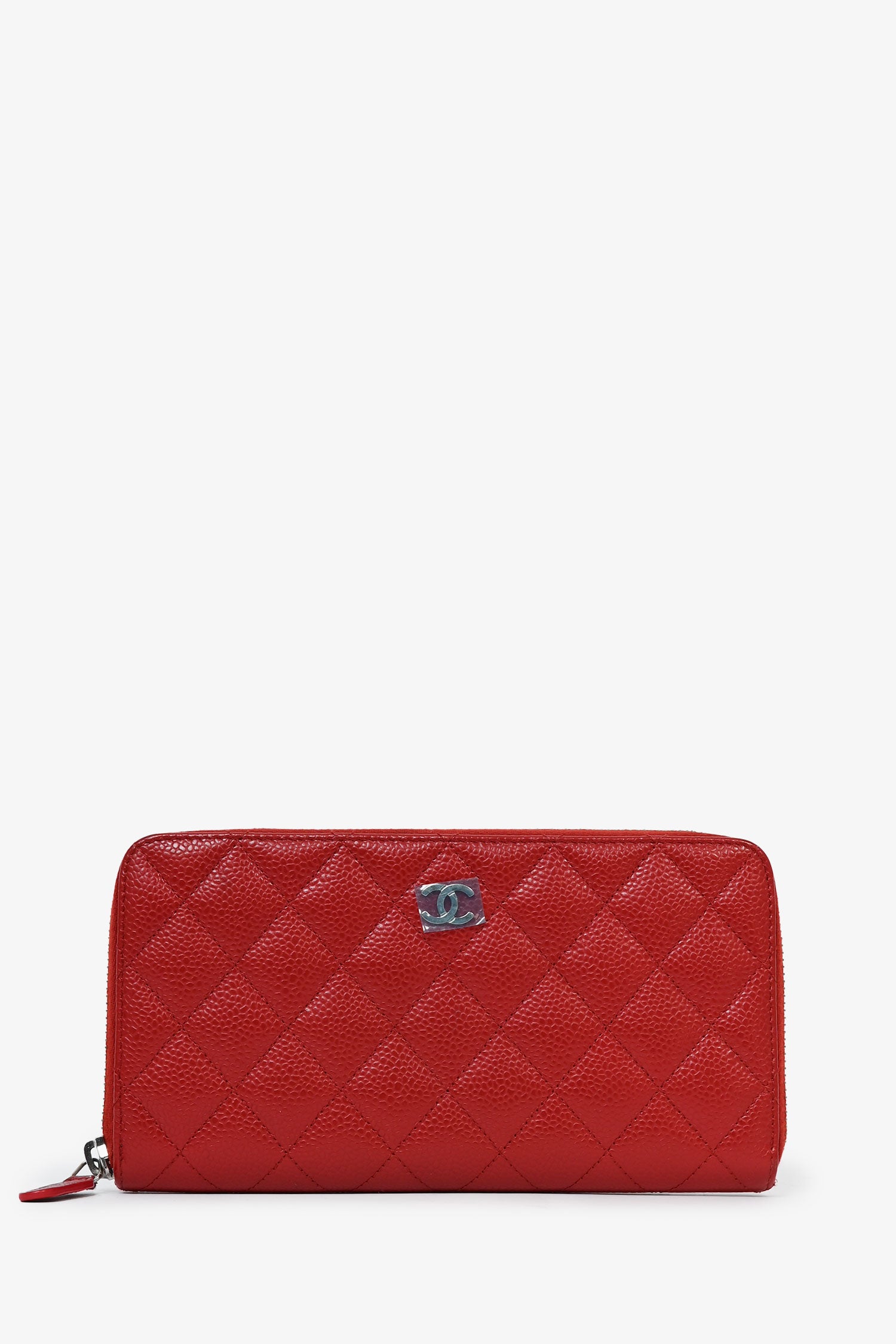 Chanel™ 2016 Red Caviar Long Zip Wallet