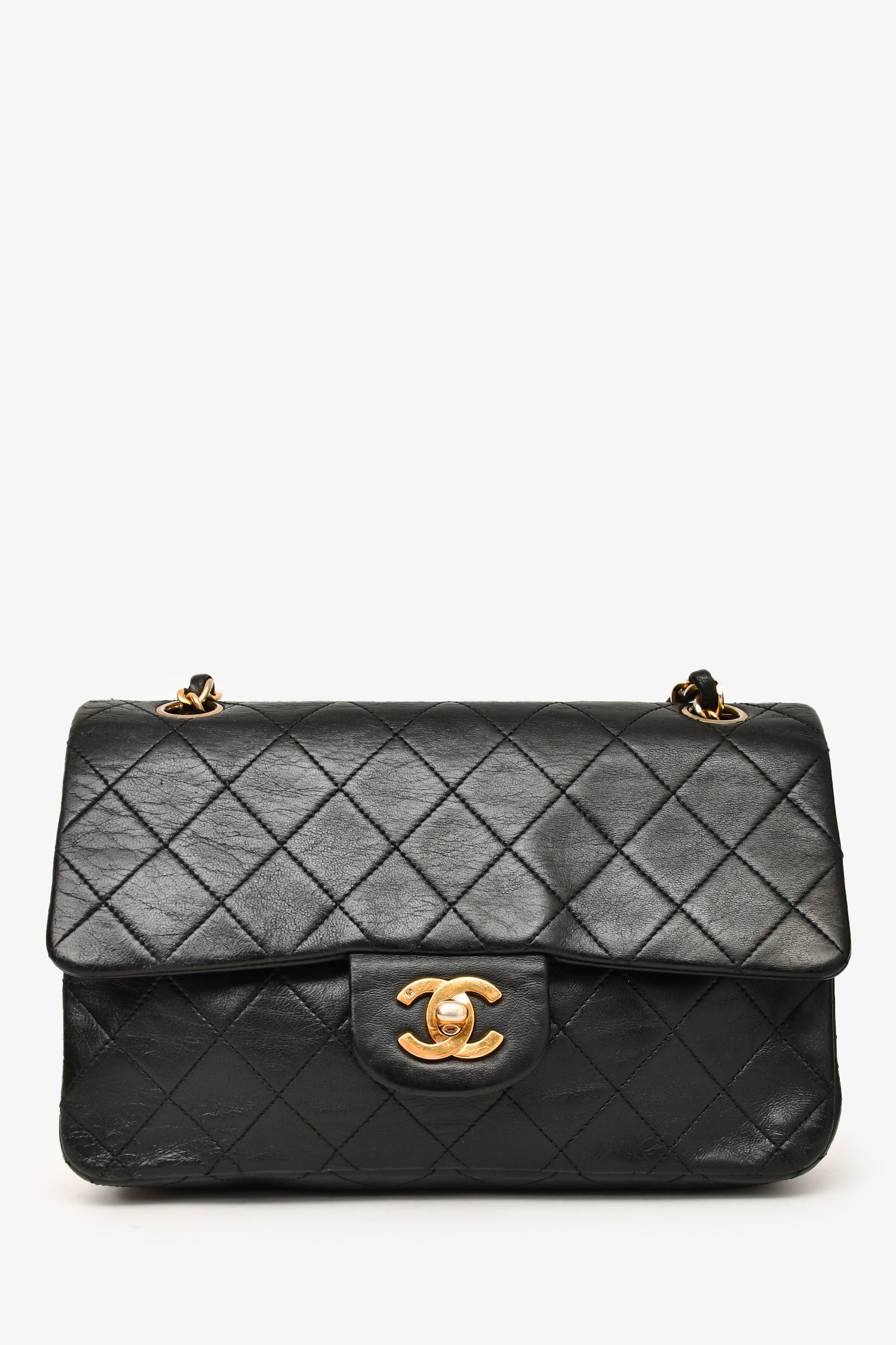 Chanel™ 1989-91 Vintage Black Lambskin Small Classic Double Flap