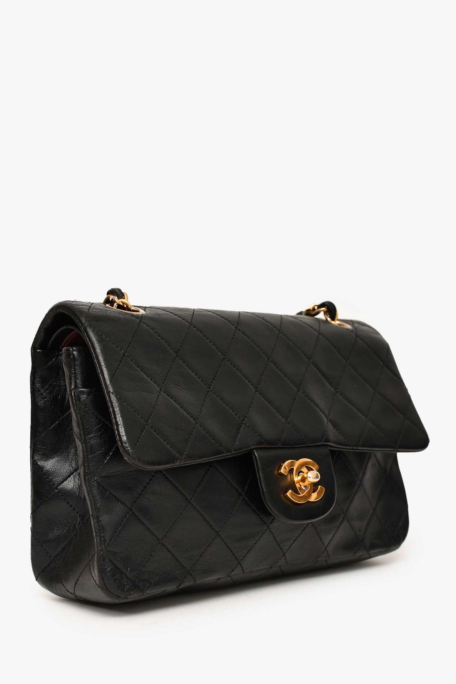 Chanel™ 1989-91 Vintage Black Lambskin Small Classic Double Flap