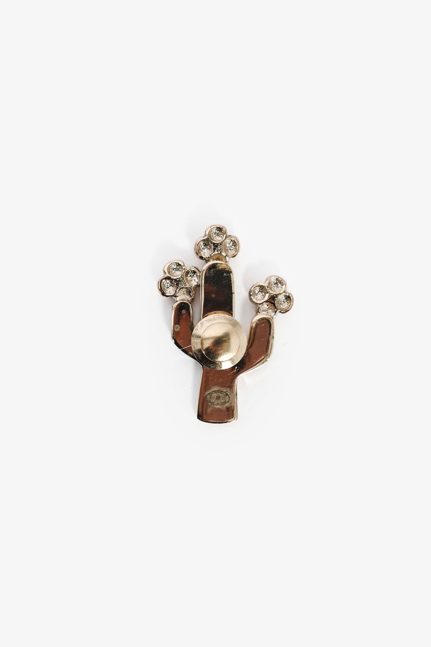 Chanel™ 2017 Green/Pink Enamel Gold Toned Cactus Brooch Pin