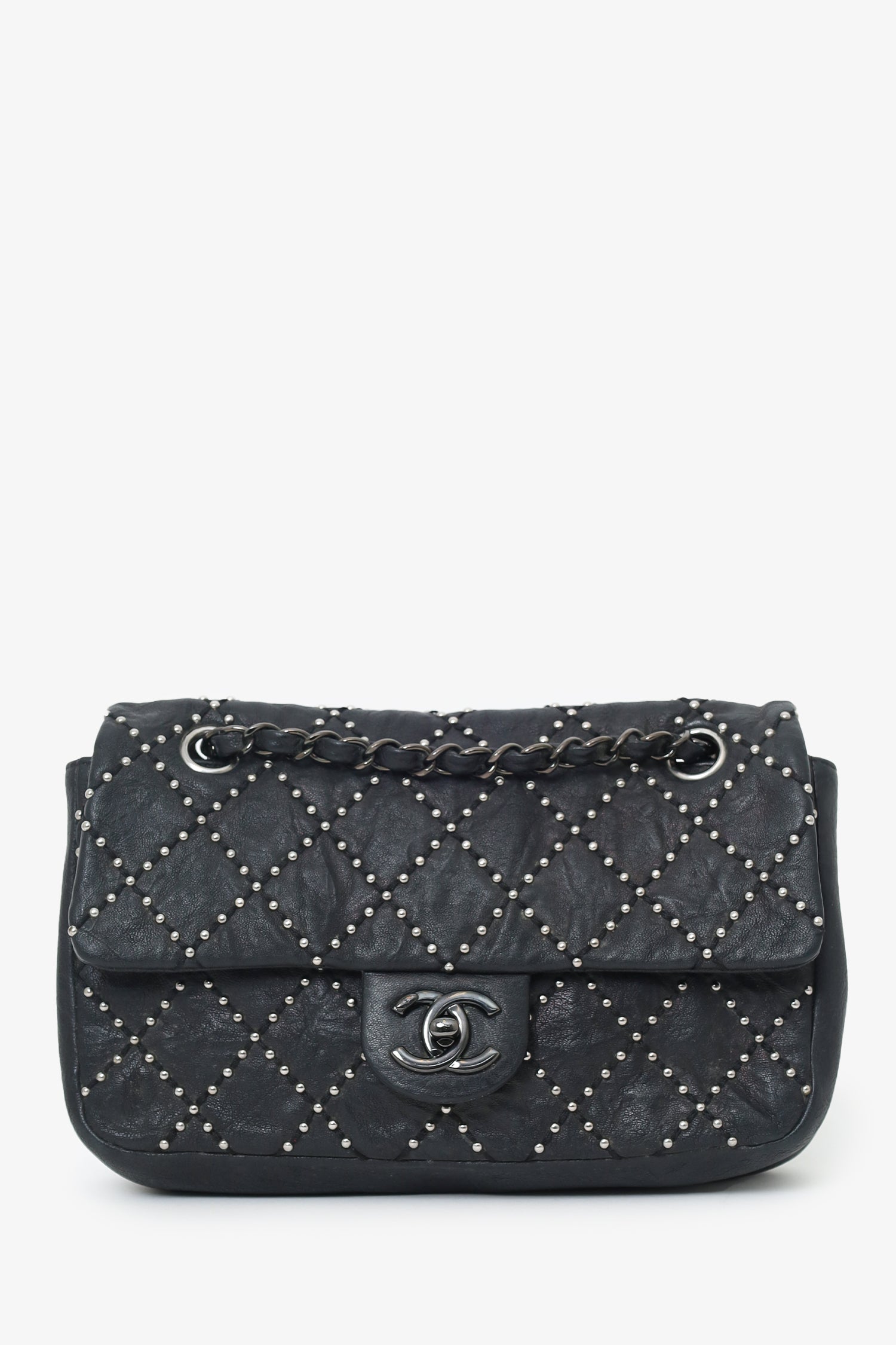 Chanel™ 2014 Collection Black Studded Metal Beauty Flap Bag