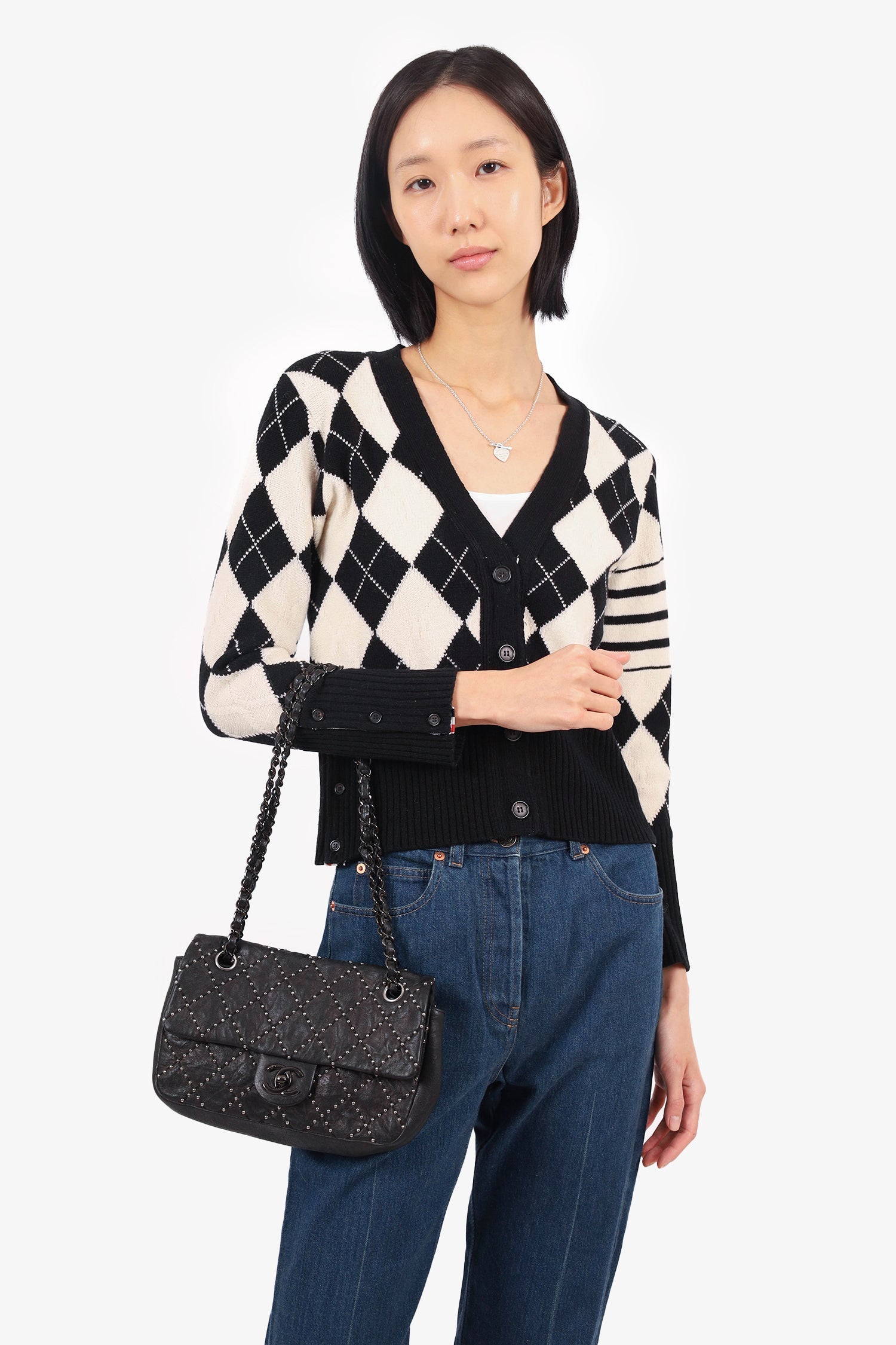Chanel™ 2014 Collection Black Studded Metal Beauty Flap Bag