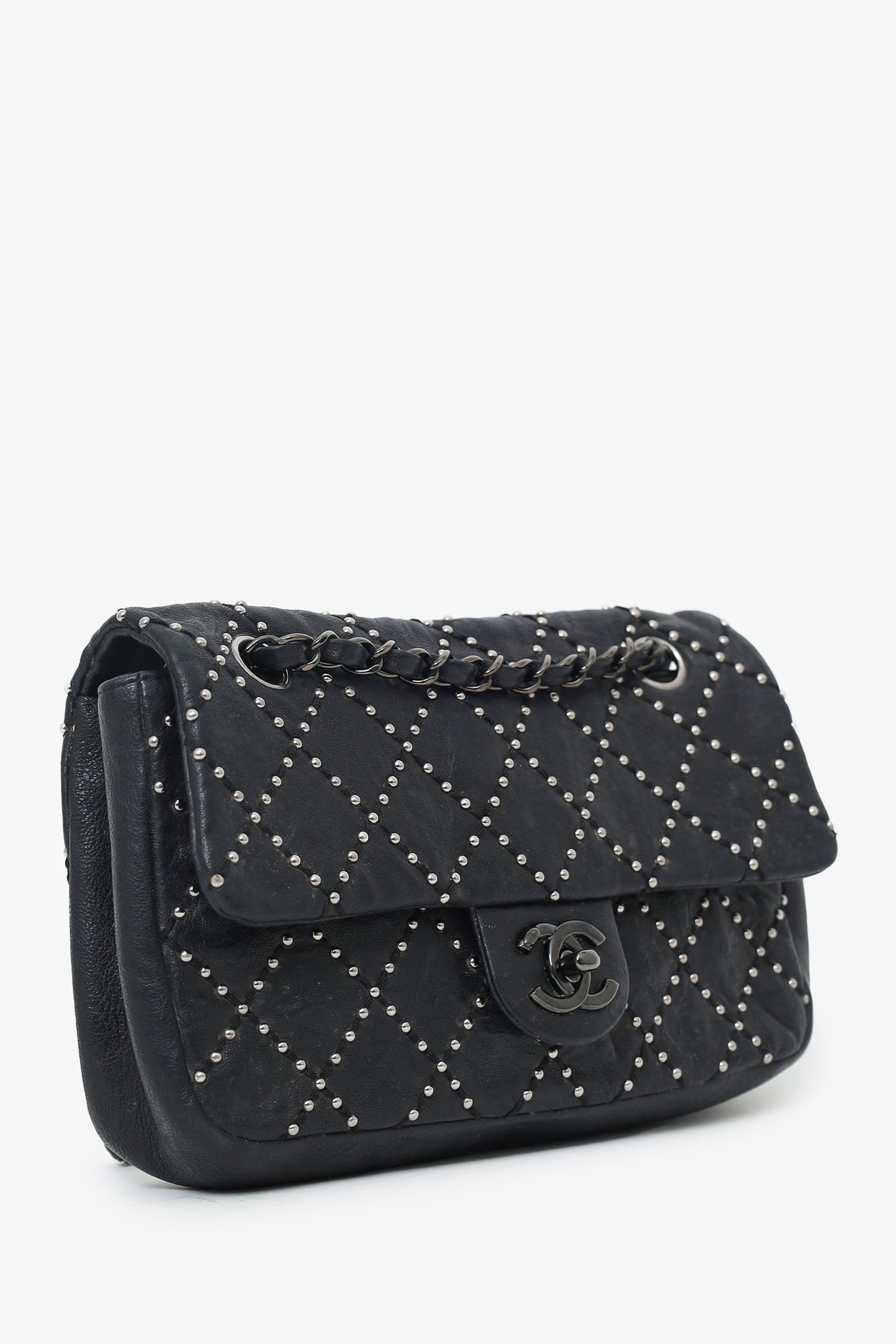 Chanel™ 2014 Collection Black Studded Metal Beauty Flap Bag