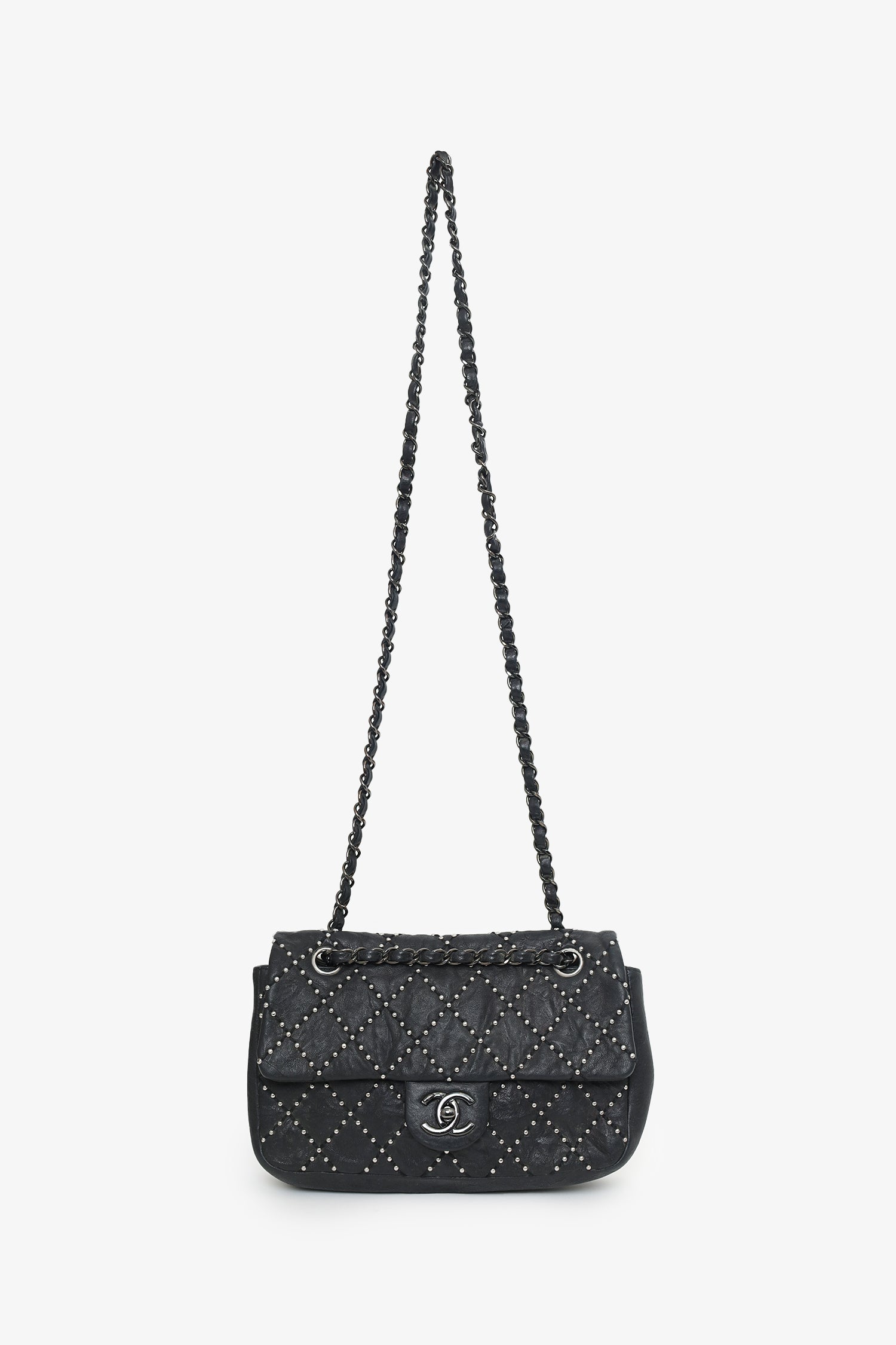 Chanel™ 2014 Collection Black Studded Metal Beauty Flap Bag