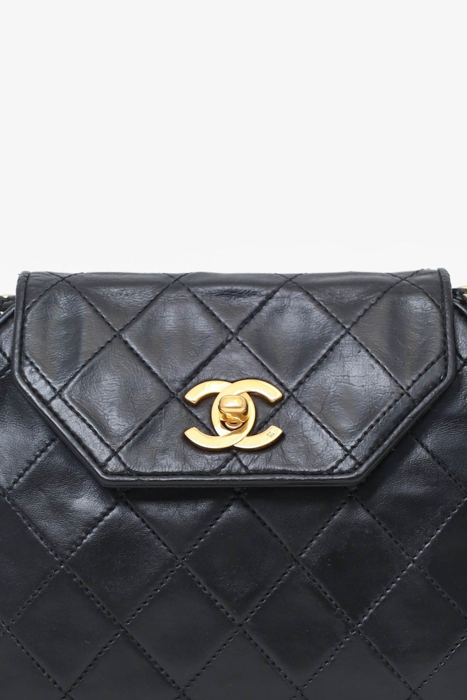 Chanel™ Black Quilted Leather Octagon CC Flap Bag