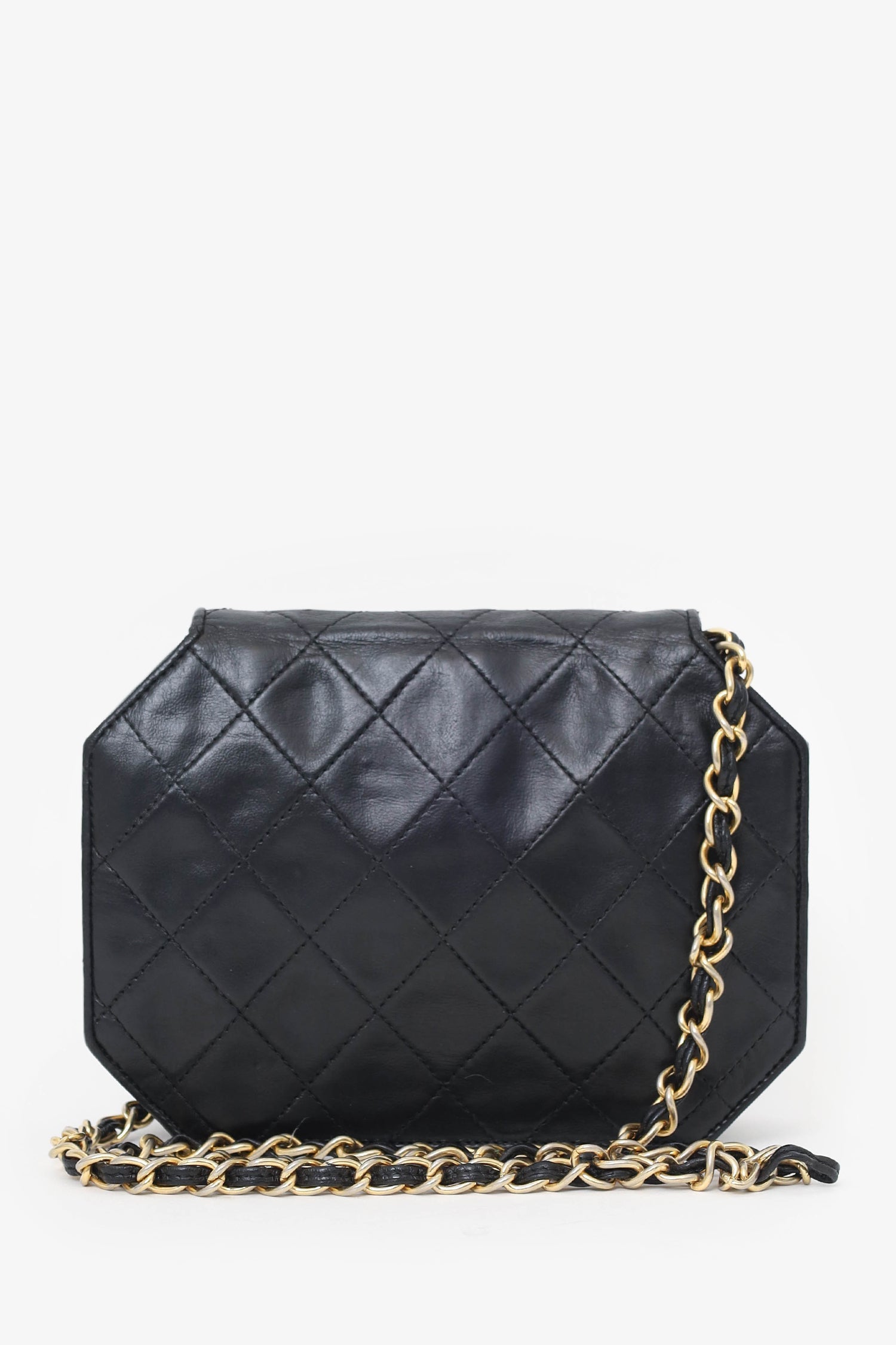 Chanel™ Black Quilted Leather Octagon CC Flap Bag