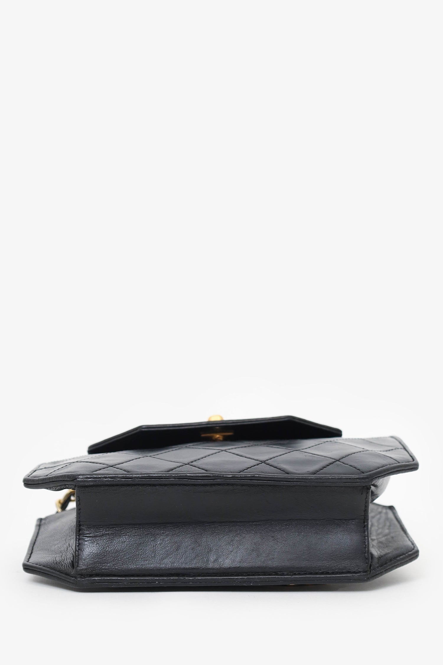Chanel™ Black Quilted Leather Octagon CC Flap Bag
