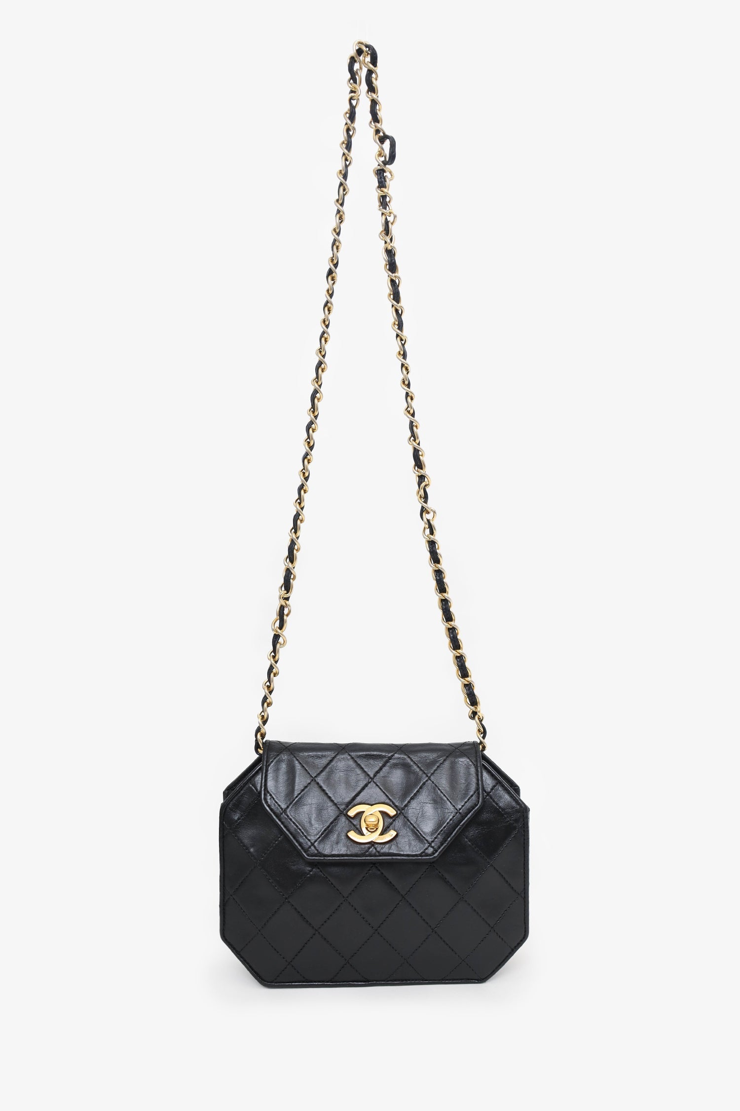 Chanel™ Black Quilted Leather Octagon CC Flap Bag