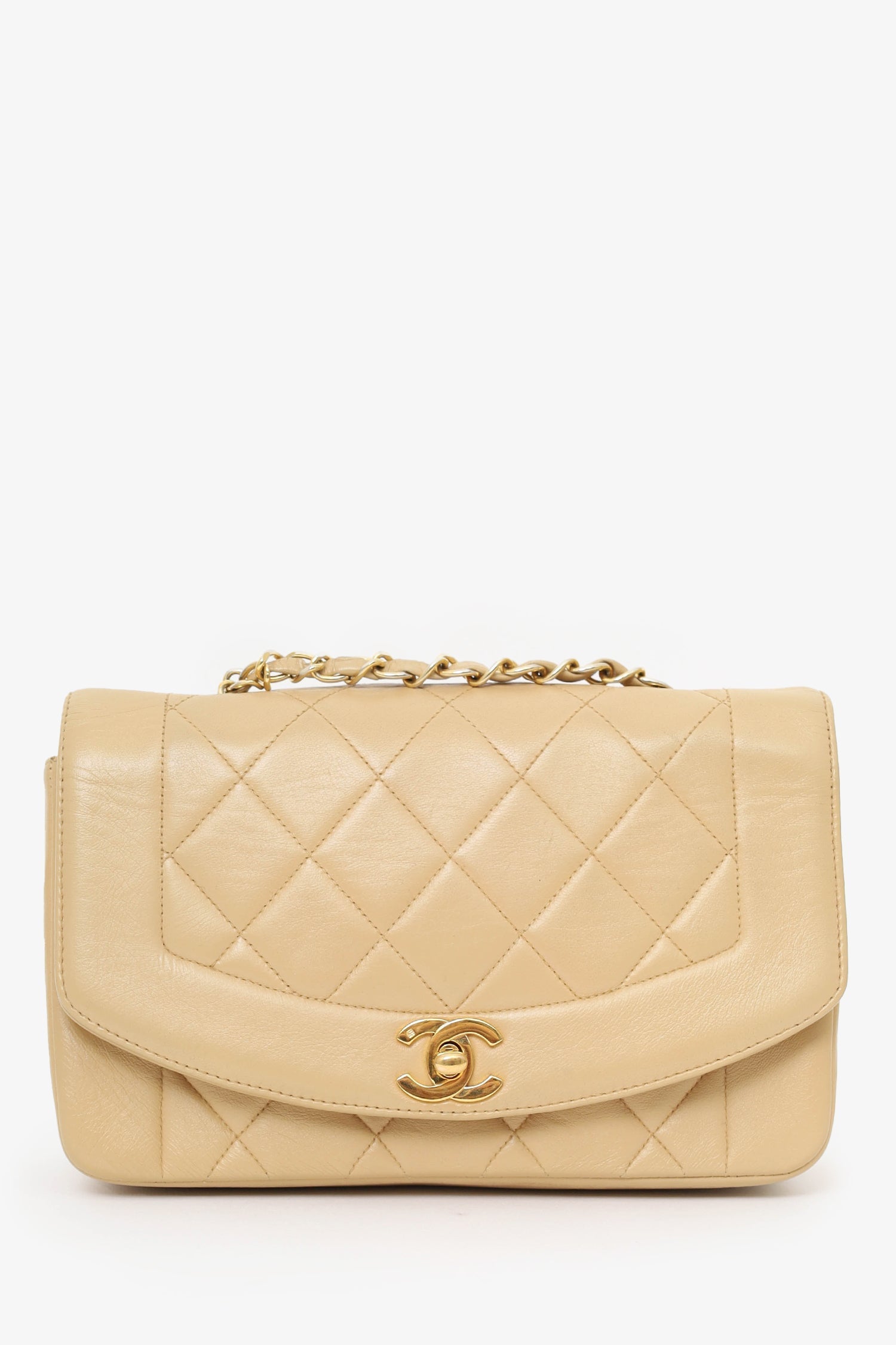 Chanel™ Beige Lambskin Small Diana Flap Bag