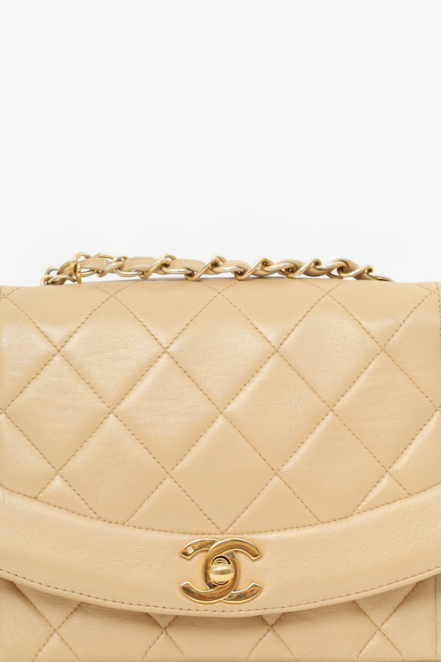 Chanel™ Beige Lambskin Small Diana Flap Bag
