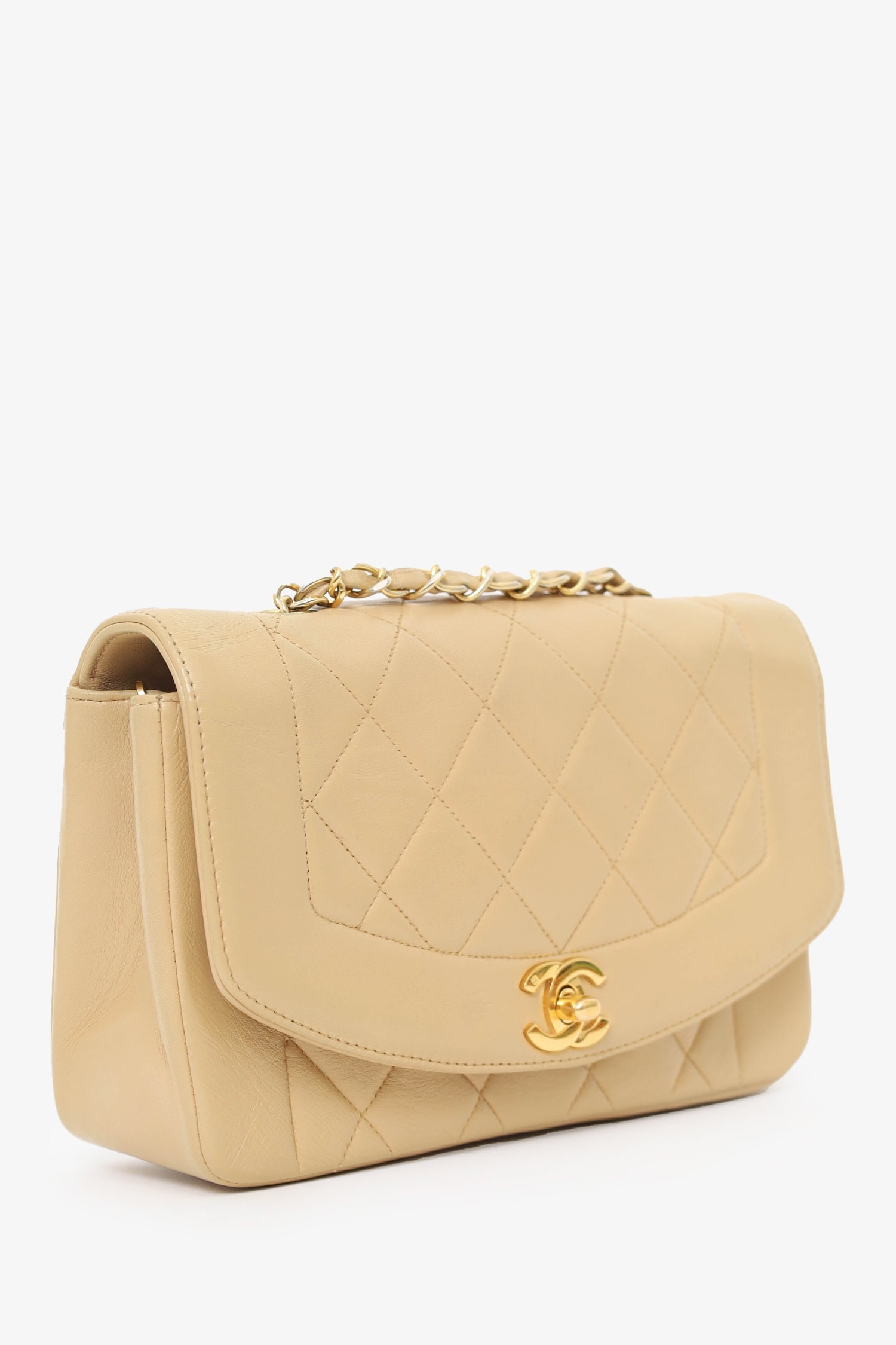 Chanel™ Beige Lambskin Small Diana Flap Bag
