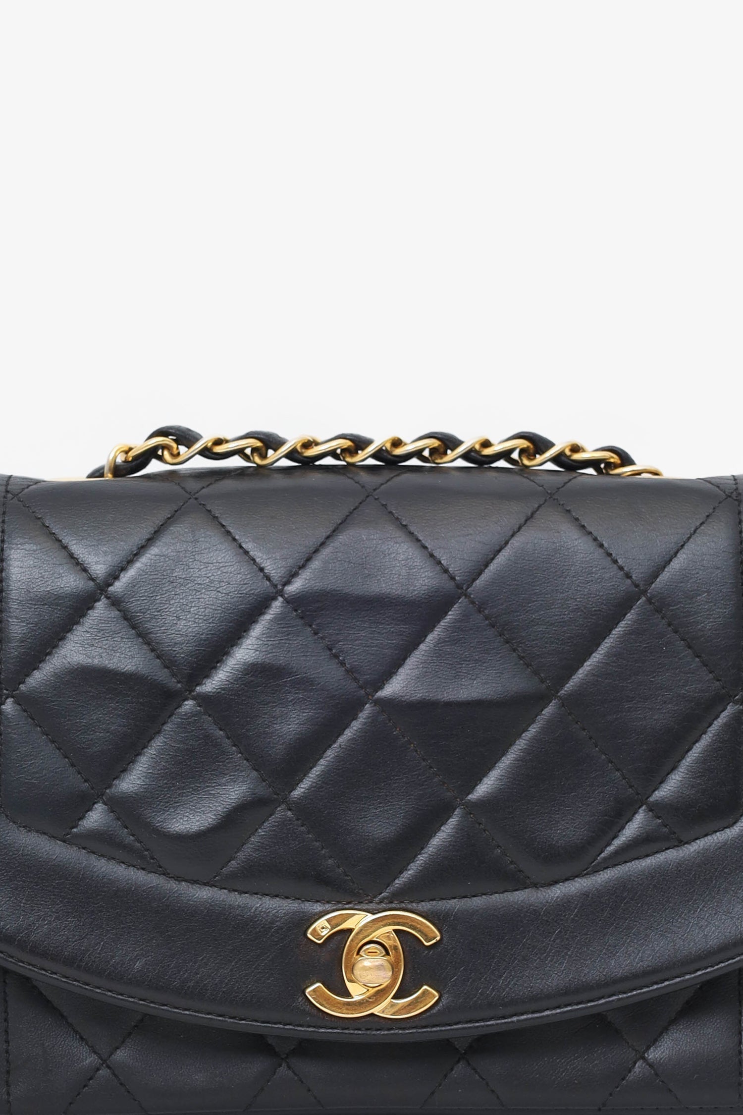 Chanel™ Black Lambskin Small Diana Flap Bag