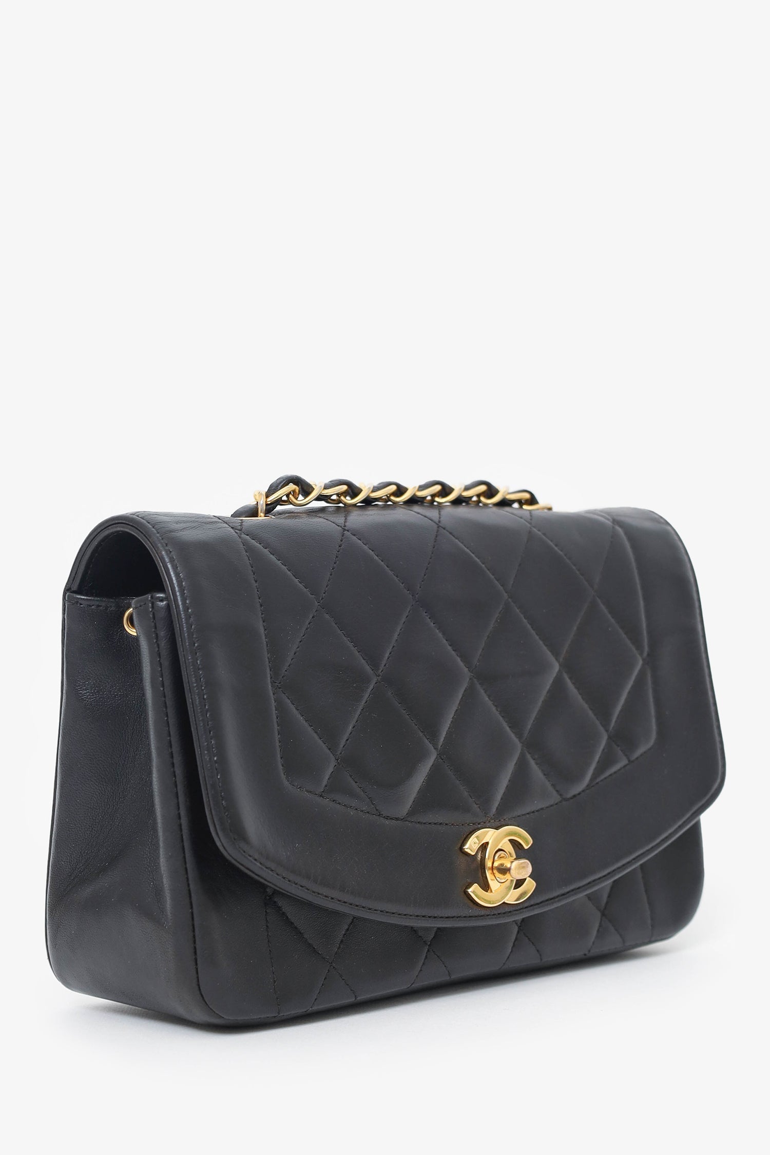 Chanel™ Black Lambskin Small Diana Flap Bag