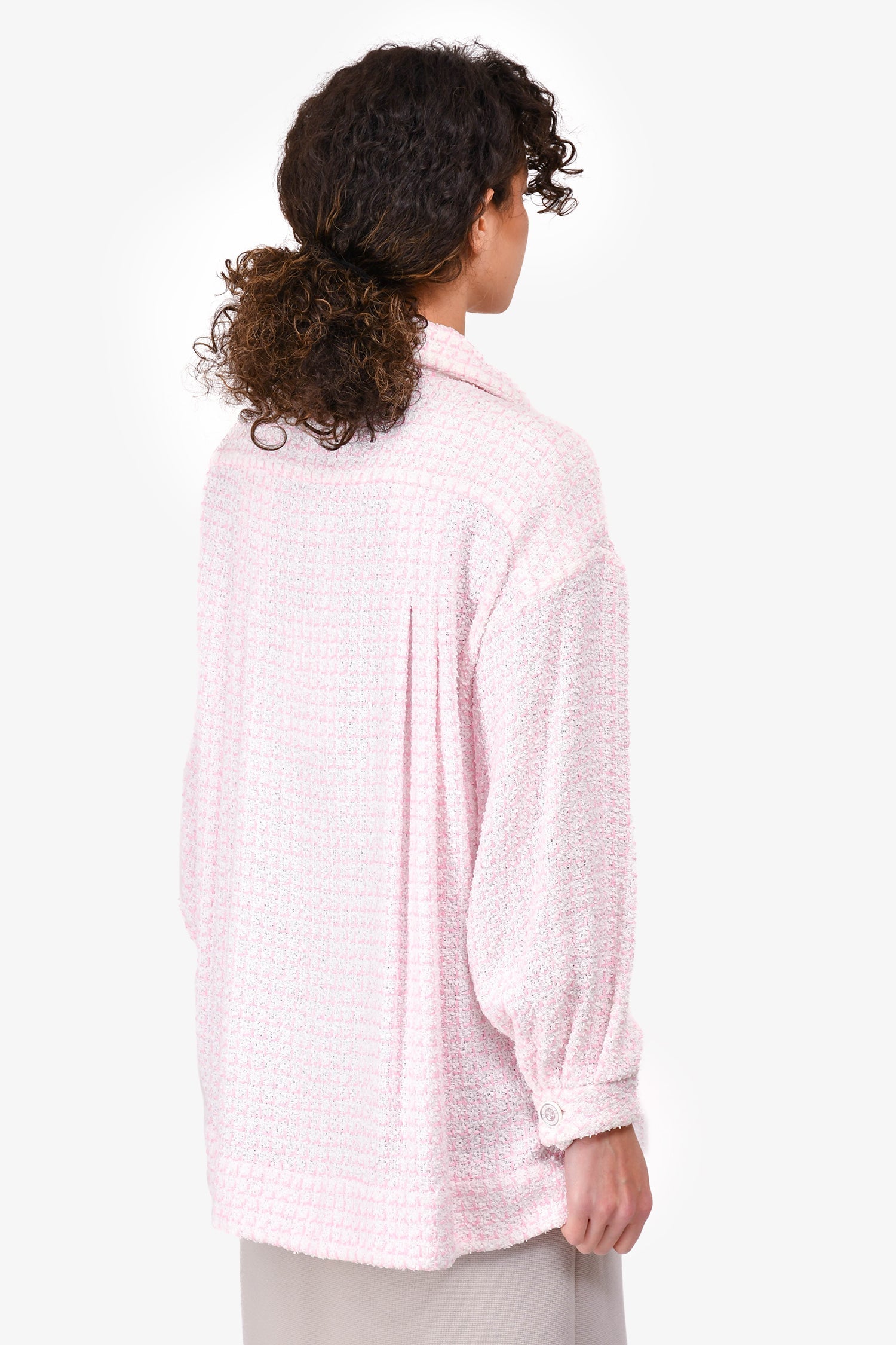 Chanel™ 2019 Pink/White Tweed Logo Belted Dress Size 38