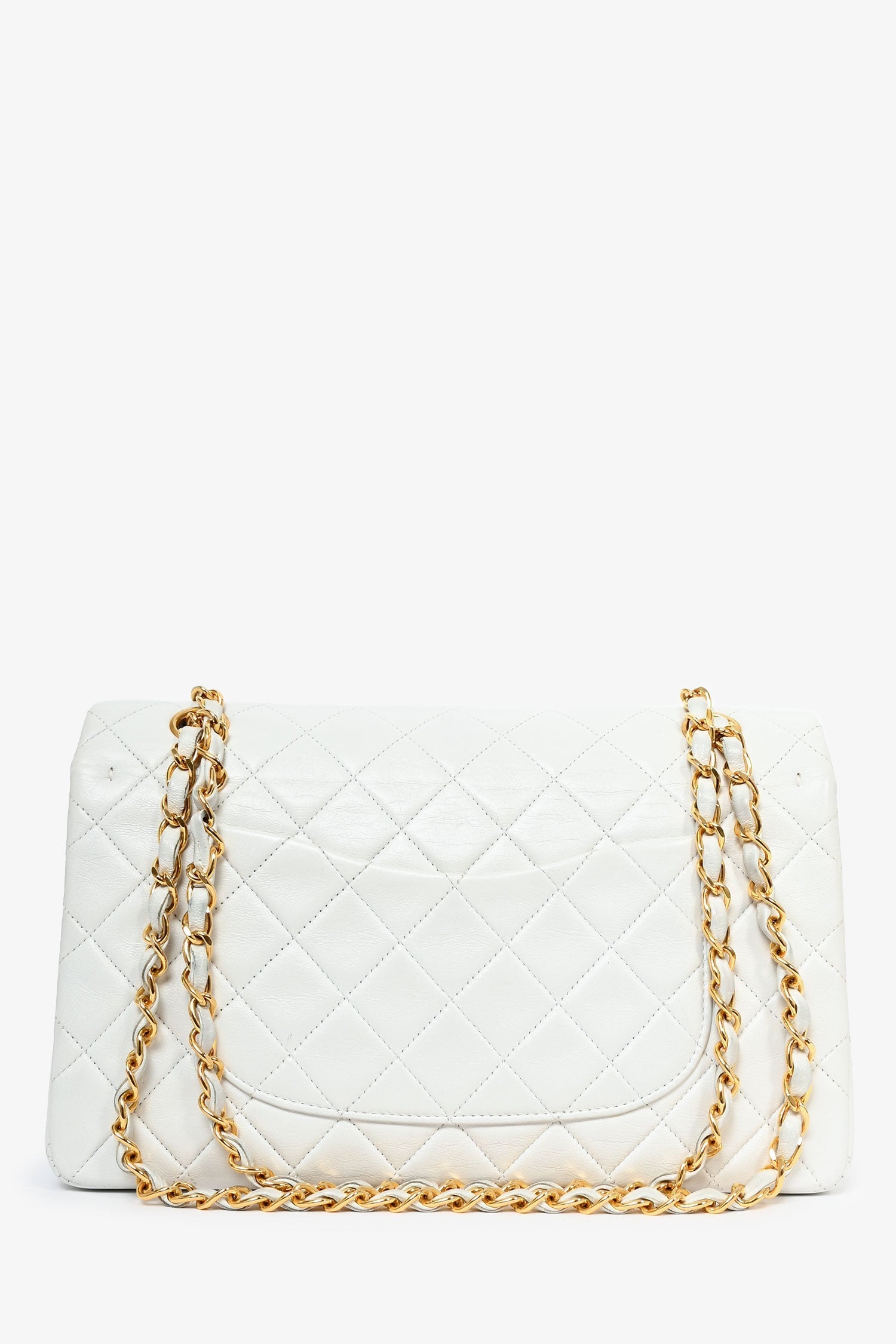 Chanel™ 1991-94 Vintage White Quilted Leather Medium Double Flap (Refurbished)