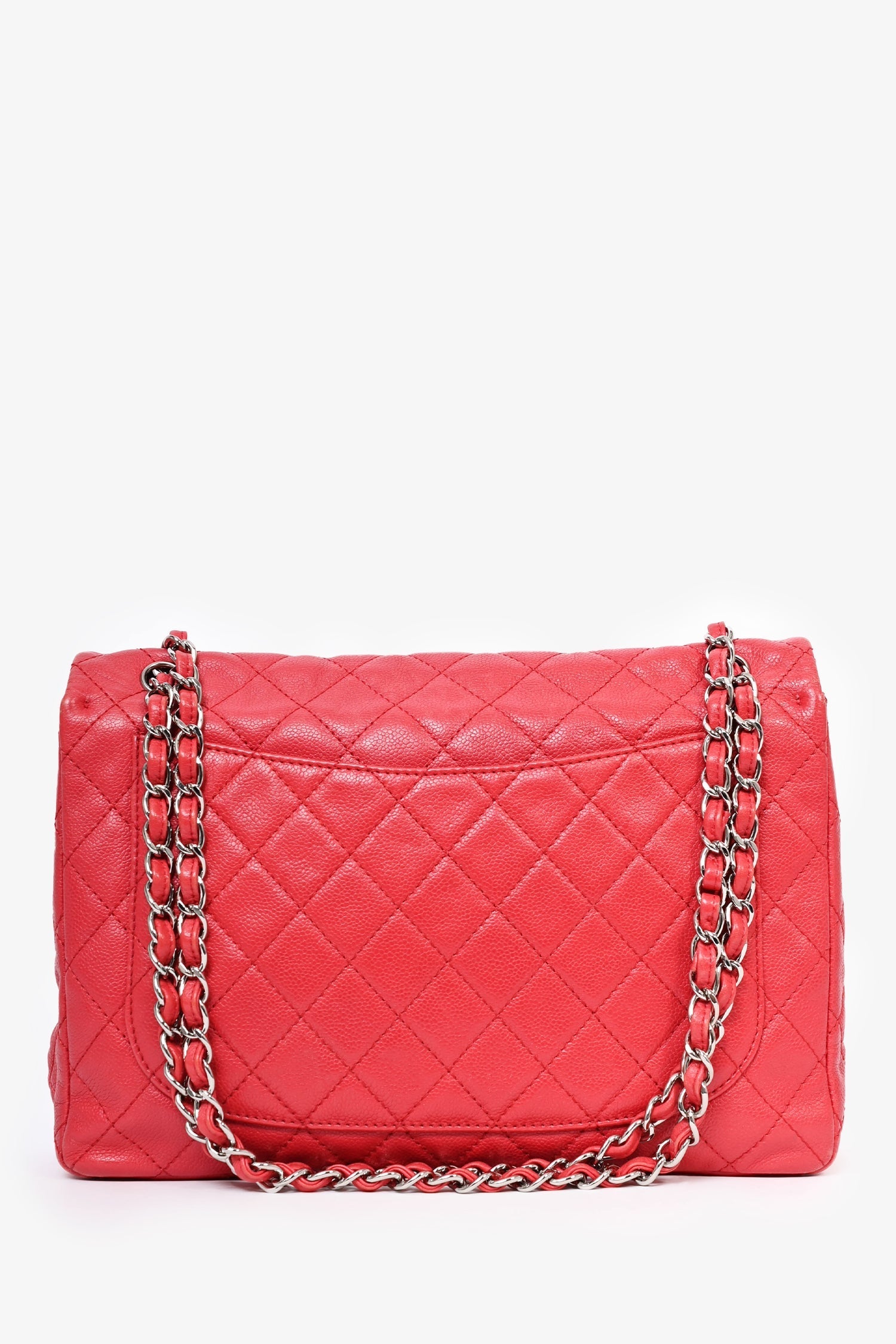 Chanel™ 2008/09 Red Caviar Leather CC Quilted Maxi Shoulder Bag