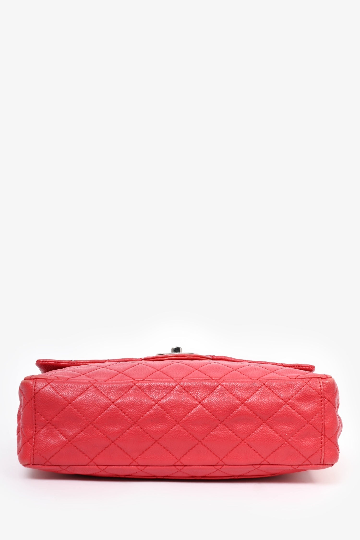Chanel™ 2008/09 Red Caviar Leather CC Quilted Maxi Shoulder Bag