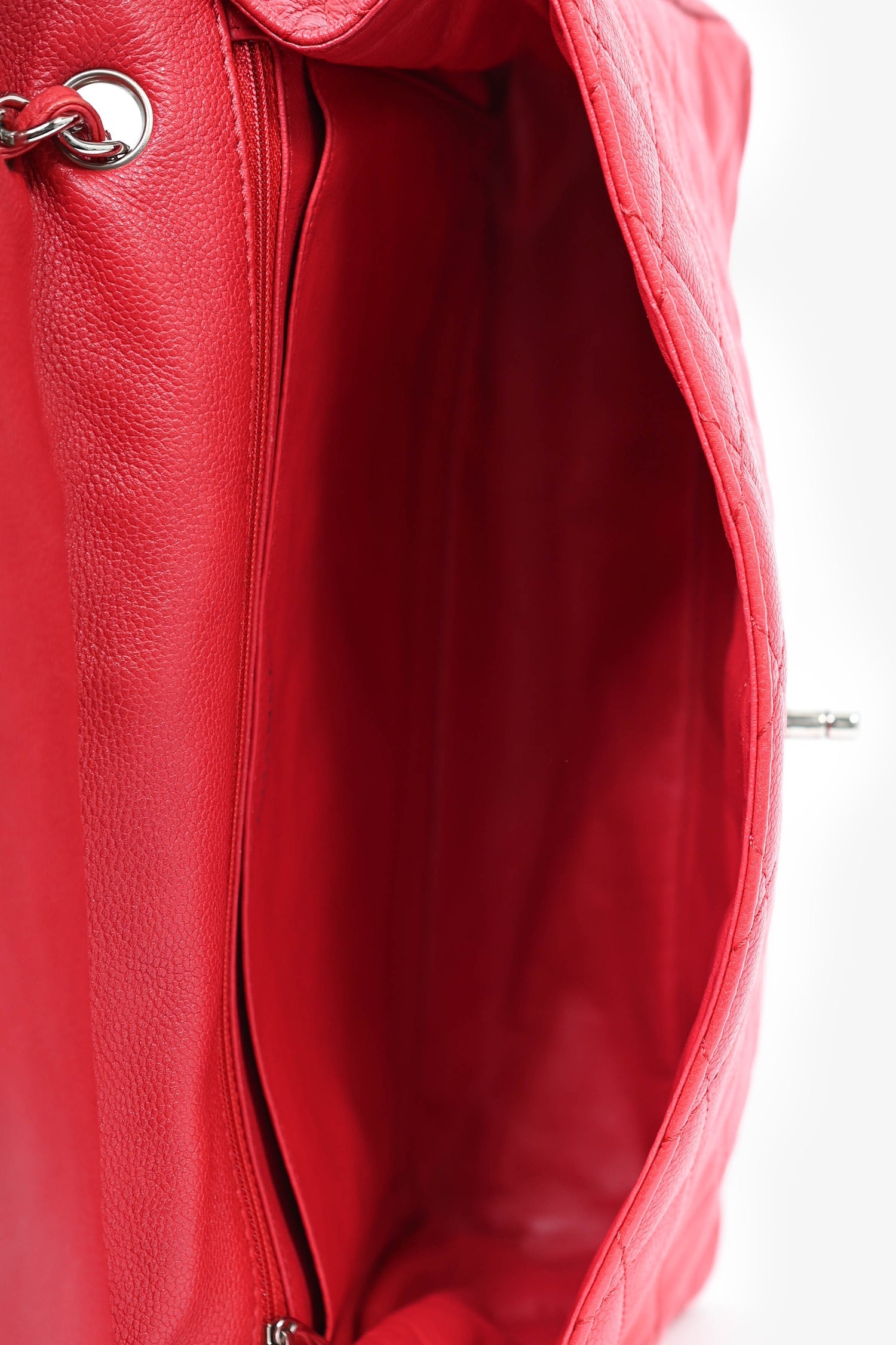 Chanel™ 2008/09 Red Caviar Leather CC Quilted Maxi Shoulder Bag