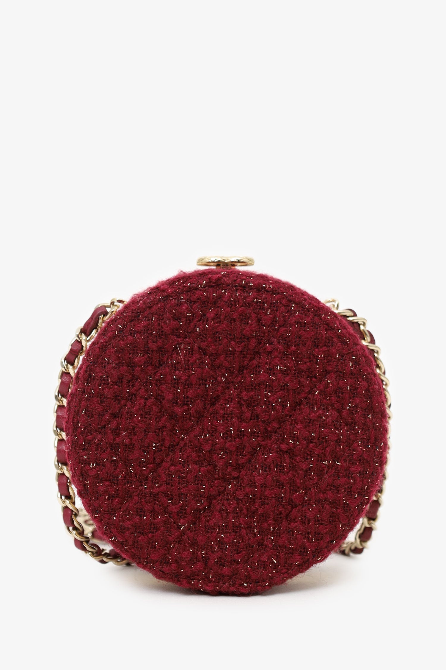 Chanel™ 2022 Burgundy Tweed Vanity Clutch on Chain