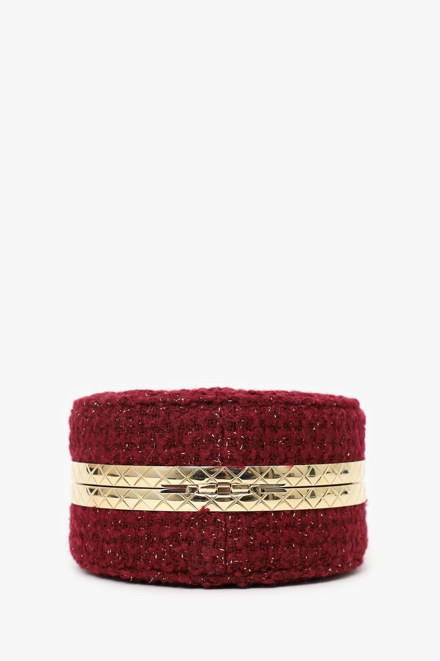 Chanel™ 2022 Burgundy Tweed Vanity Clutch on Chain